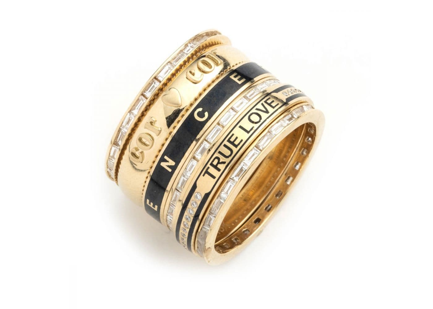 Resilience Thin Champlevé Enamel Band Ring - Elegant Stackable Jewelry for Women, Perfect for Everyday Wear & Special Occasions