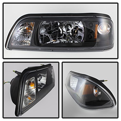 High-Performance Aftermarket Crystal Style Headlights for 1987-1993 Ford Mustang - Black/Clear Lens - Upgrade for Night Driving & Car Shows