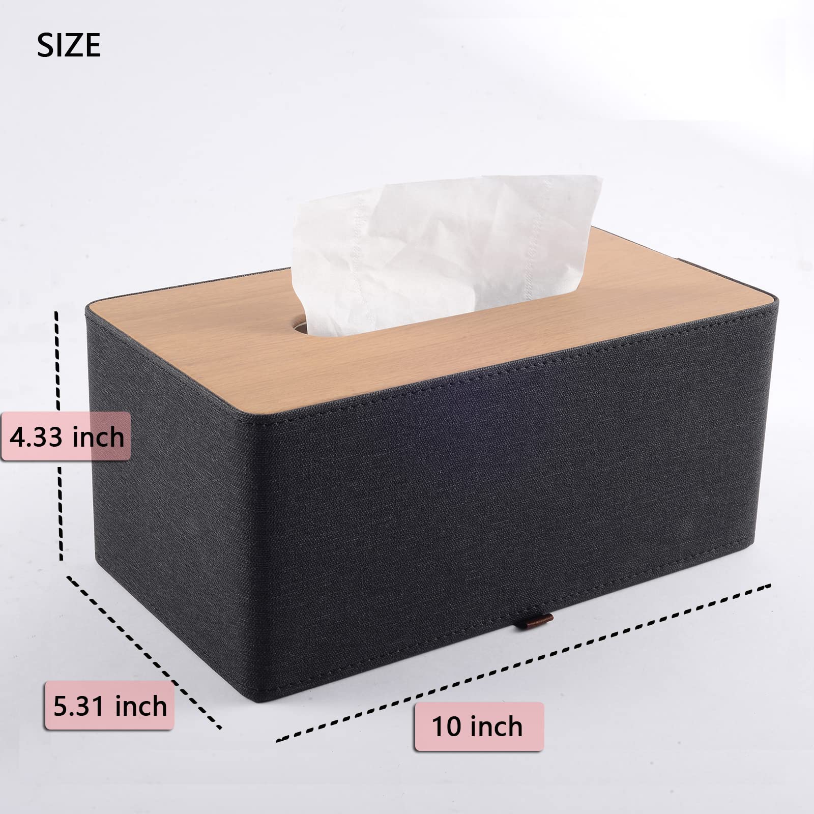 Premium Rectangular PU Leather Tissue Box Holder - Oversized Black Napkin Organizer for Home & Office - Stylish Leather Craftsmanship for Living Room, Bedroom, or Dining Table Decor
