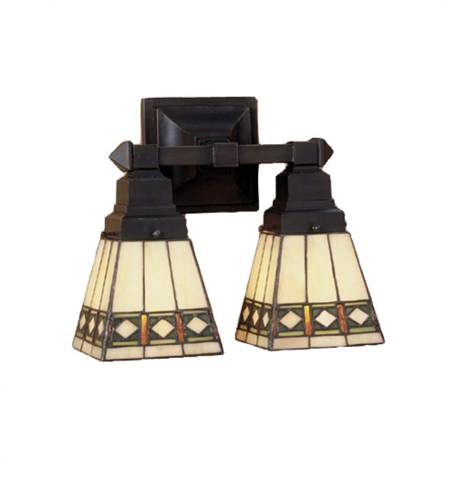 StarSun Depot 12 Inch W Diamond Band Mission 2 LT Wall Sconce Damp Rated - Perfect for Bedroom, Hallway, and Outdoor Porch Lighting