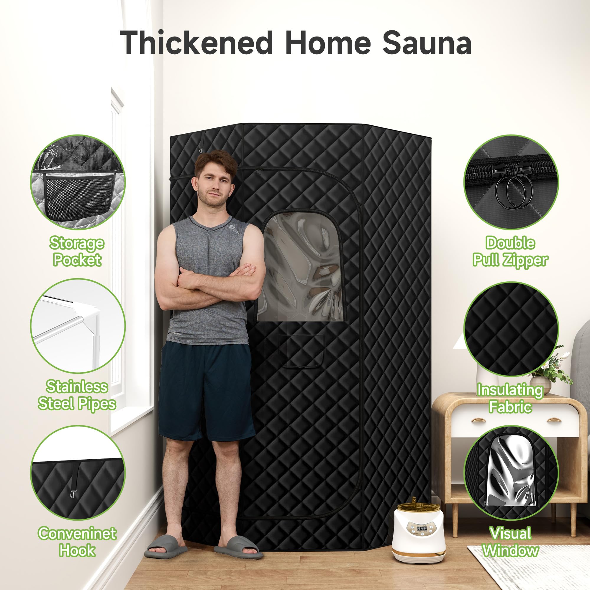 Real Relax Portable Steam Room for Home - 6.2FT Foldable Sauna Tent with 1500W Steamer, Remote Control & 6-Minute Fast Heating (3'x3'x6.2') | Perfect for Relaxation, Detox & Muscle Recovery at Home