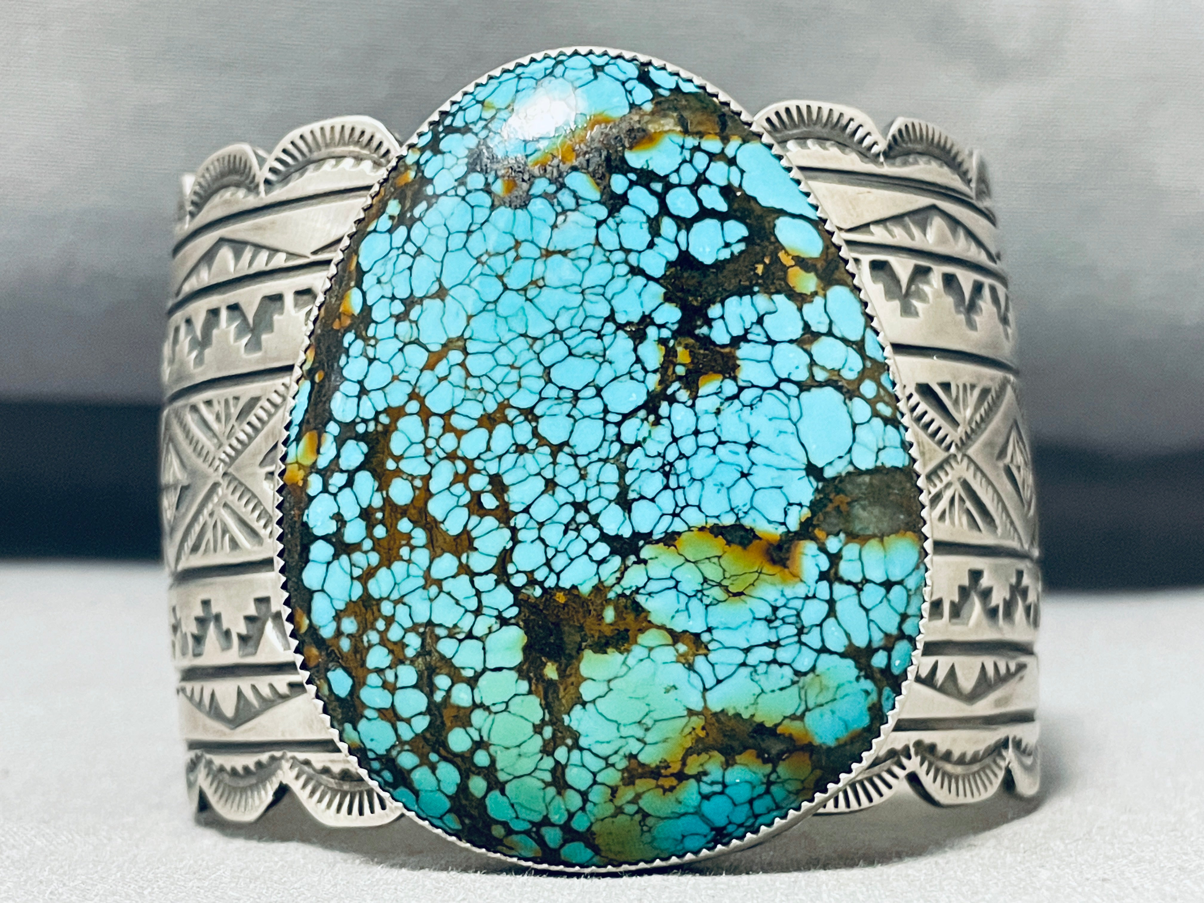 100+ Gram Authentic Native American Navajo Spiderweb Turquoise Sterling Silver Bracelet - Handmade Jewelry for Women, Boho Chic Accessories, Spiritual Healing & Gift Giving