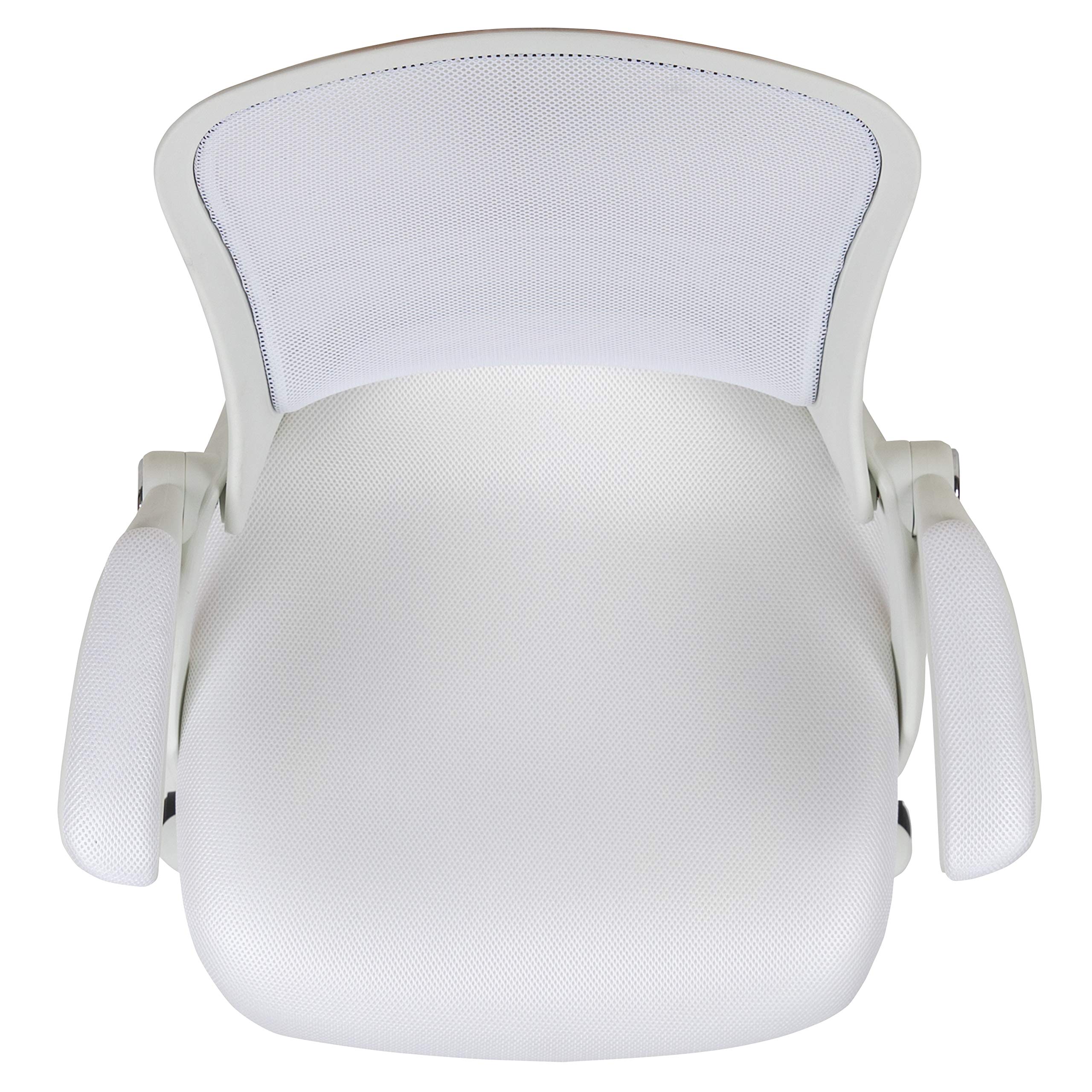 Flash Furniture Porter High-Back Swivel Office Chair with Adjustable Lumbar Support & Height - Ergonomic Mesh Desk Chair with Flip-Up Armrests, White - Perfect for Home Office, Gaming & Workspaces