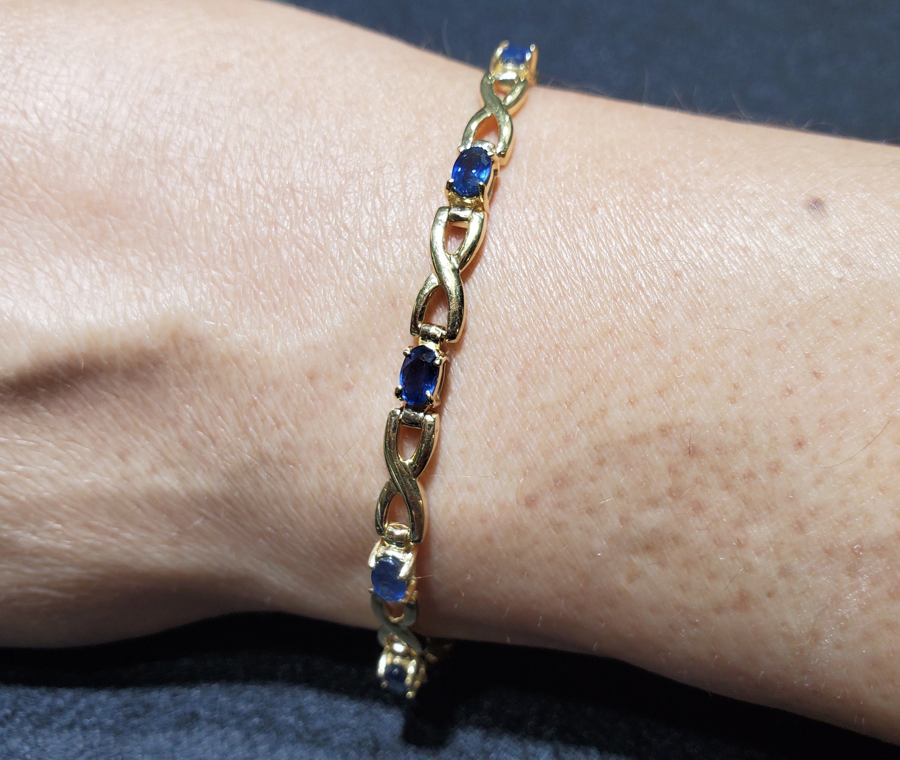 1.50cttw Sapphire Infinity Tennis Bracelet in 14k Yellow Gold - Elegant Jewelry for Women, Perfect for Weddings, Anniversaries & Special Occasions