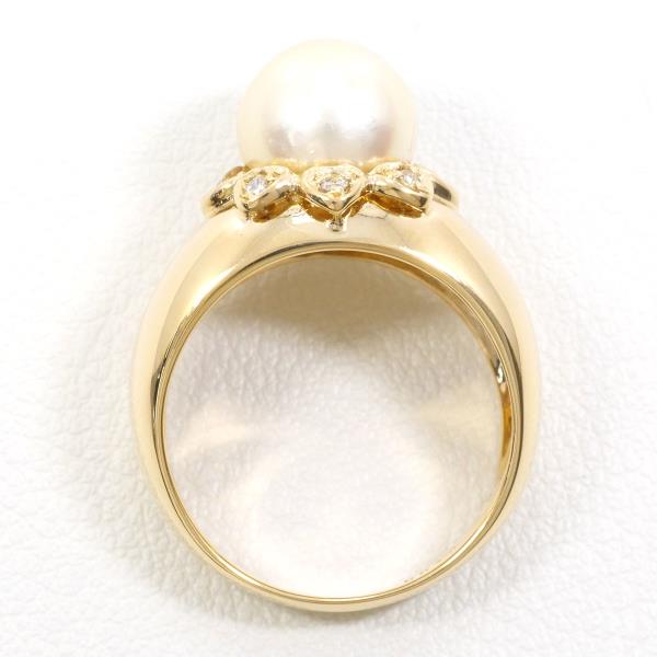 18K Yellow Gold Pearl Diamond Ring for Women - Elegant Bridal Jewelry, Wedding Engagement Gift, Anniversary Present - Perfect for Special Occasions & Everyday Luxury
