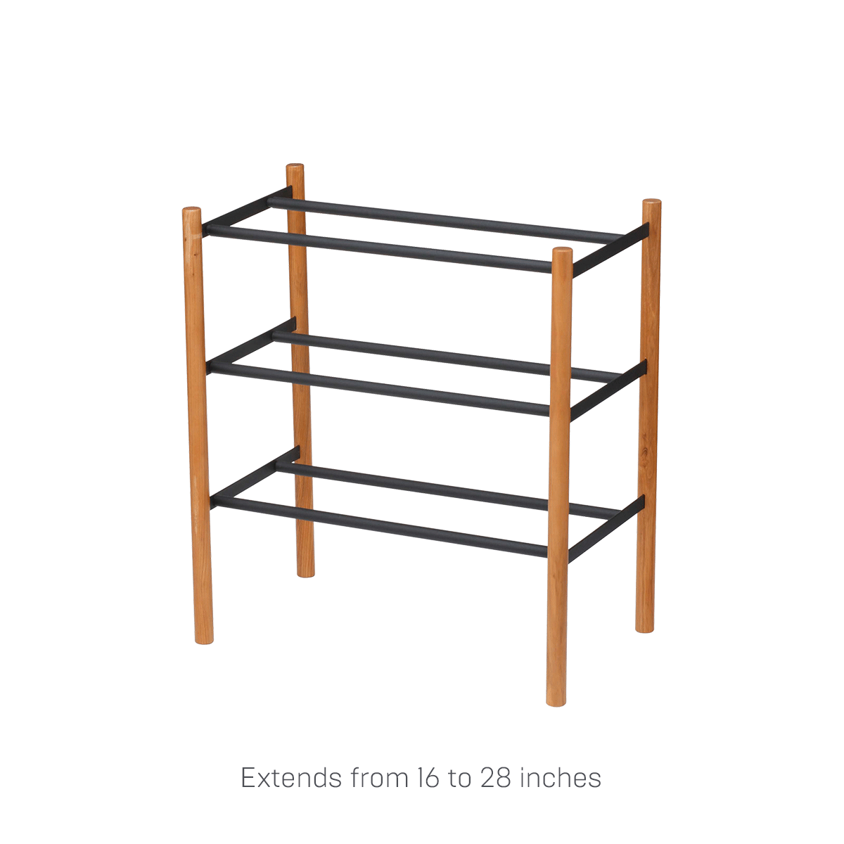 Expandable Shoe Rack - 18 Inch Height Steel Shoe Organizer for Closet, Entryway & Mudroom - Space Saving Shoe Storage Shelf for Sneakers, Boots & Heels