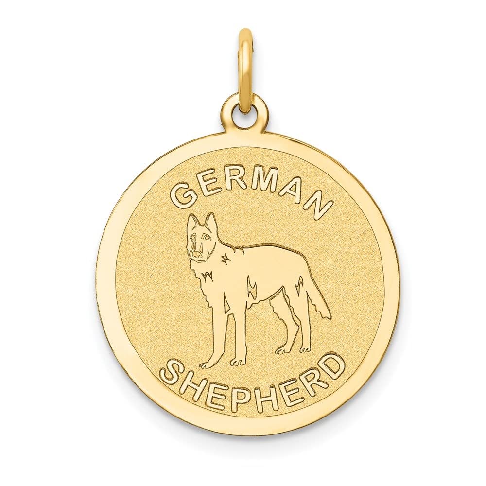 14K Gold German Shepherd Dog Disc Charm Pendant Necklace for Women - Elegant Pet Lover Gift for Birthday, Anniversary & Special Occasions