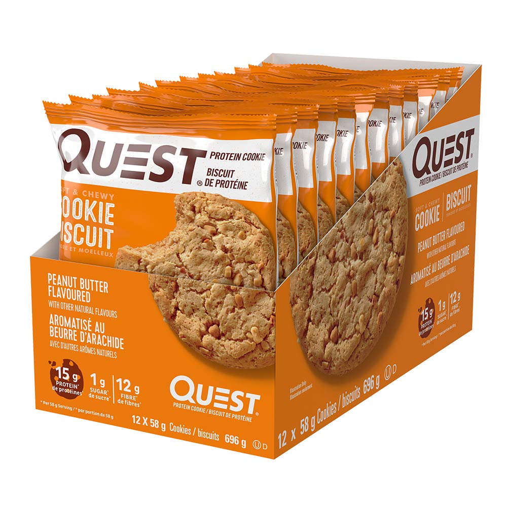 Quest Nutrition Peanut Butter Protein Cookies - 15g Protein, 1g Sugar, Keto Friendly, Low Carb, High Fiber Snack (12 Count) | Perfect for Post-Workout Recovery, Healthy On-The-Go Snacking & Ketogenic Diet
