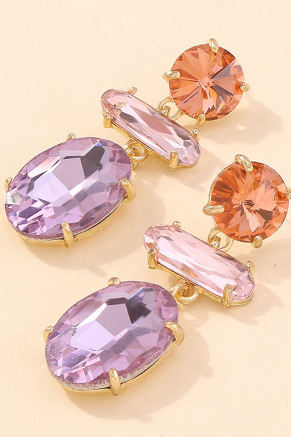 Elegant Faceted Diamond Earrings with Contrasting Colors | Perfect for Weddings, Parties & Special Occasions