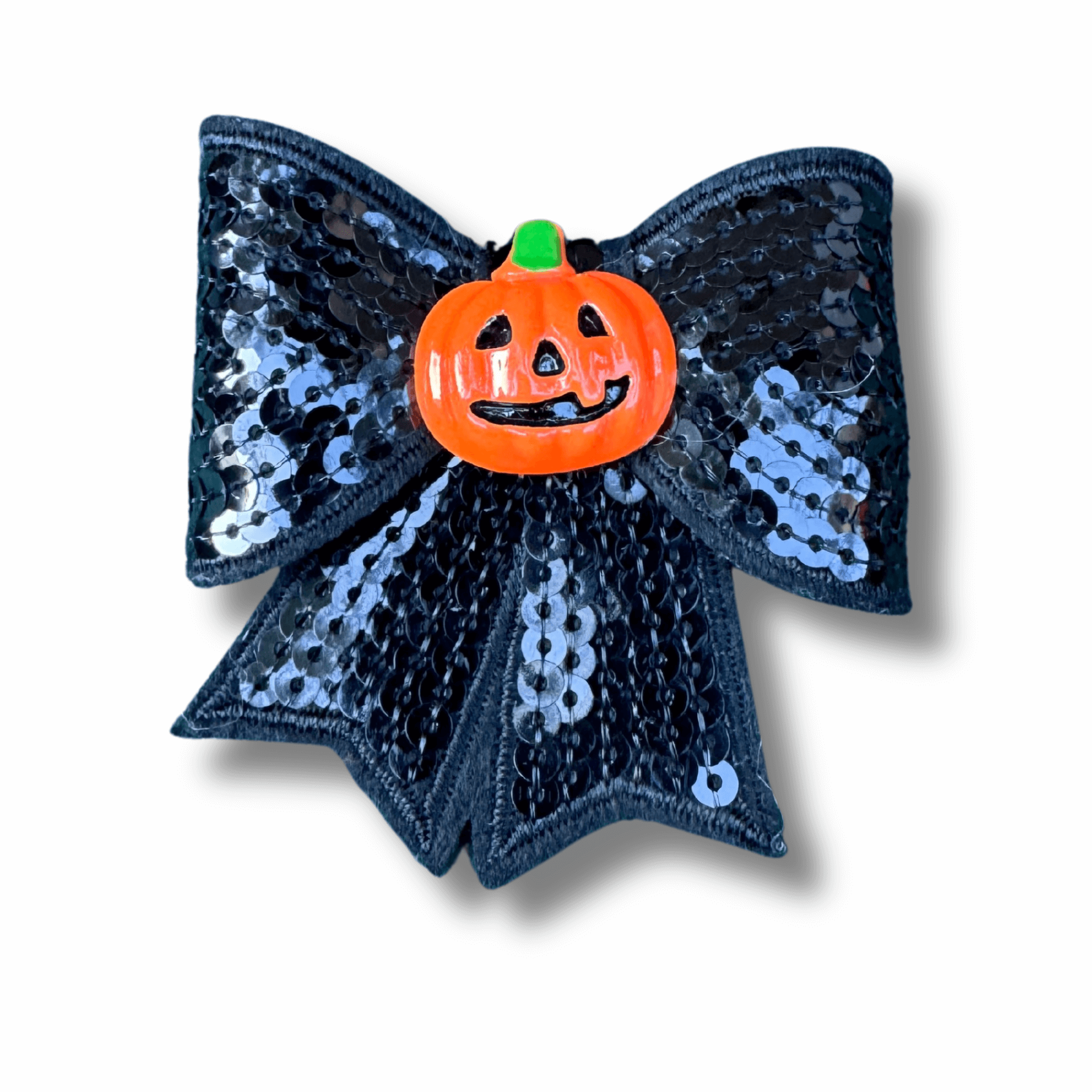 Sparkly Black Sequinned Halloween Dog Bow Tie with Rhinestones - Perfect for Pet Costume Parties & Holiday Photos