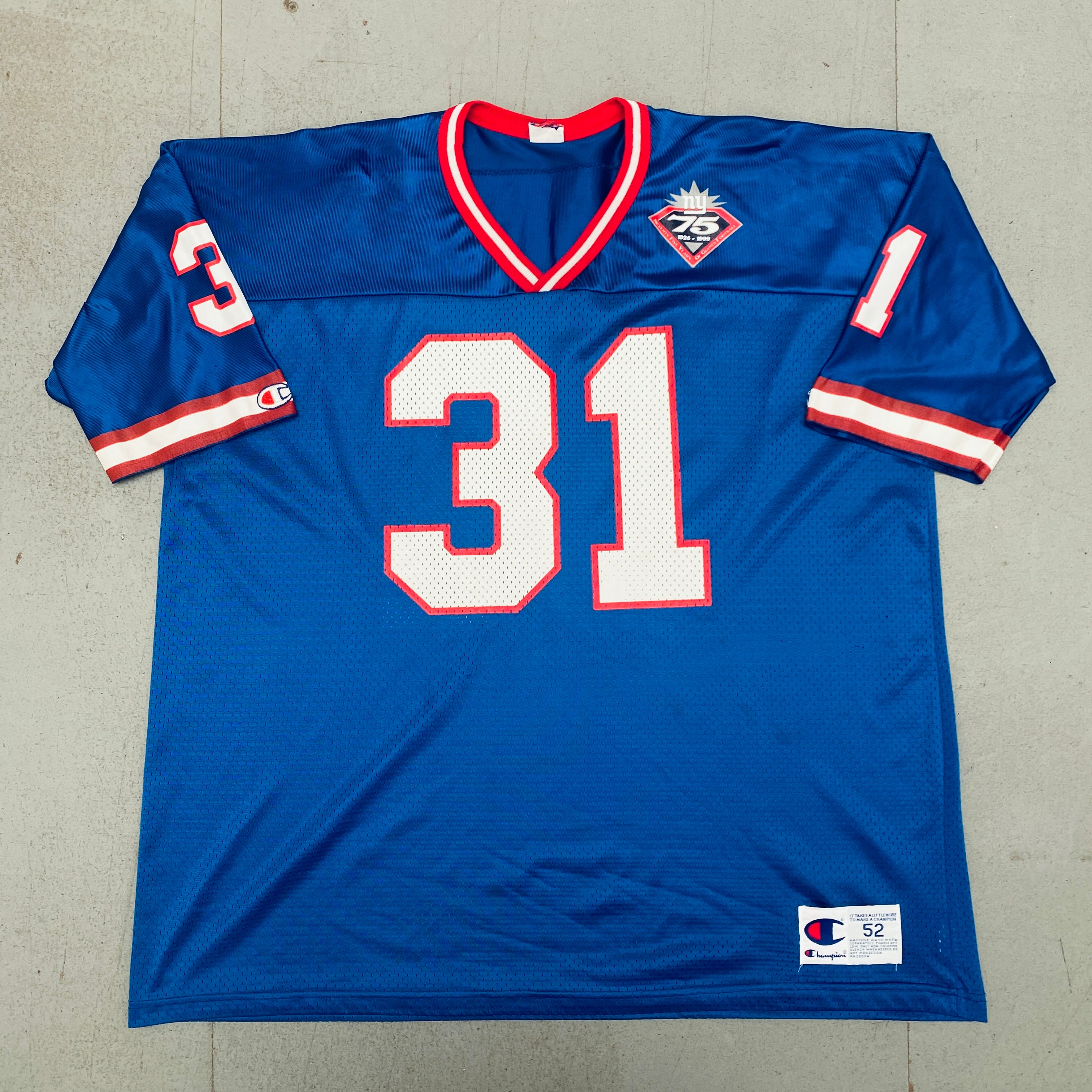 Authentic New York Giants Jason Sehorn 1999/00 Jersey with 75 Seasons Patch - XXL Size - Perfect for NFL Fans, Game Day & Sports Memorabilia Collectors
