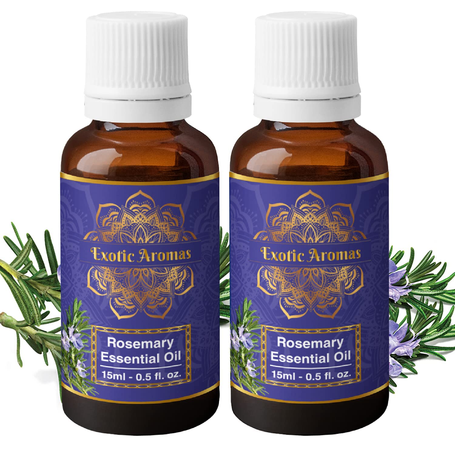 100% Pure Rosemary Essential Oil for Hair Growth & Scalp Care - Natural Hair Fall Control, Strengthens & Nourishes Hair - 2 Pack (15ml x 2) - Perfect for Aromatherapy, DIY Hair Masks & Scalp Massage