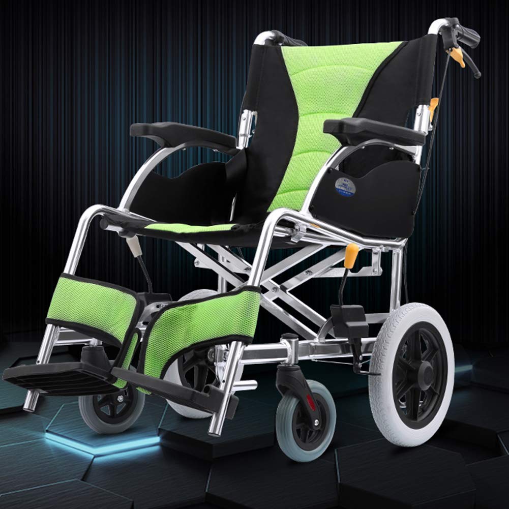 Xinmier Folding Hospital Trolley - Lightweight Aluminum Alloy Portable Wheelchair for Adults & Elderly | Medical Supplies Rack & Plane Travel Accessory | Ideal for Home Care, Nursing Homes & Airports