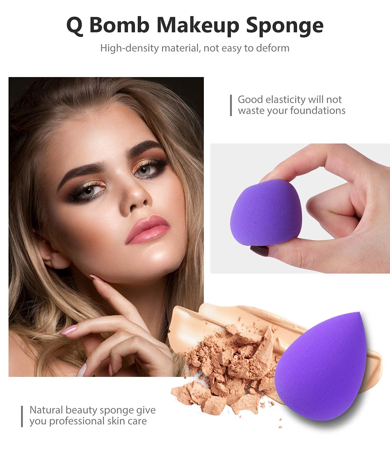 Professional Makeup Sponges Blender Set - 4 Pcs Beauty Foundation Blending Sponges with Egg Case for Cream, Powder & Liquid | Flawless Finish | Perfect for Daily Makeup, Contouring & Airbrush Effect