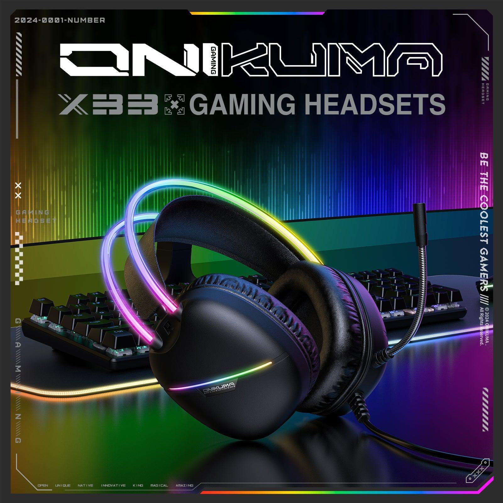 ONIKUMA X33 Gaming Headset with Microphone - Wired USB/3.5mm Noise Cancelling Headphones for PC, PS4, PS5, Xbox, Switch, Mobile - Comfortable Over-Ear Design for Long Gaming Sessions, Streaming & Online Classes