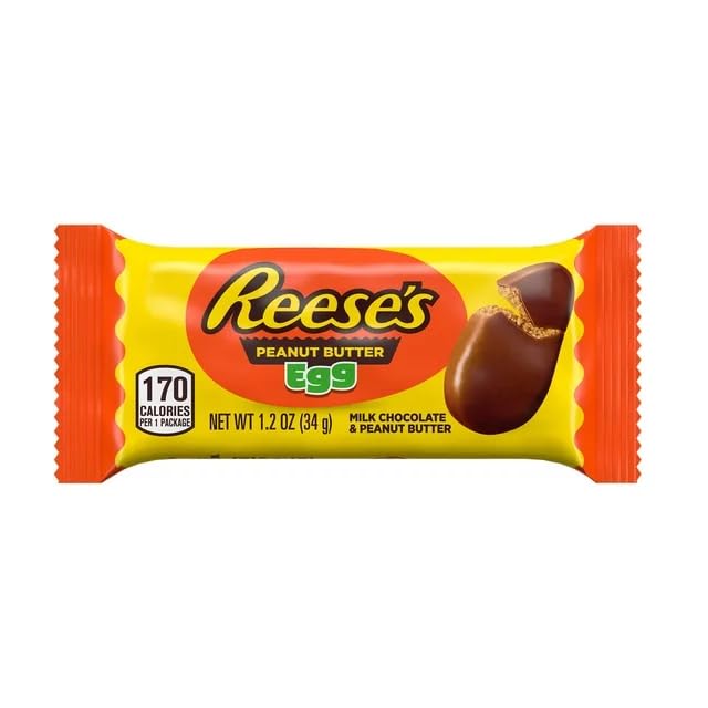 Reese's Peanut Butter & Milk Chocolate Candy Eggs 1.2oz (6-Pack) - Individually Wrapped Easter Treats for Adults & Kids - Holiday Chocolate Snacks - Perfect for Easter Baskets, Party Favors, Office Treats & Gift Giving