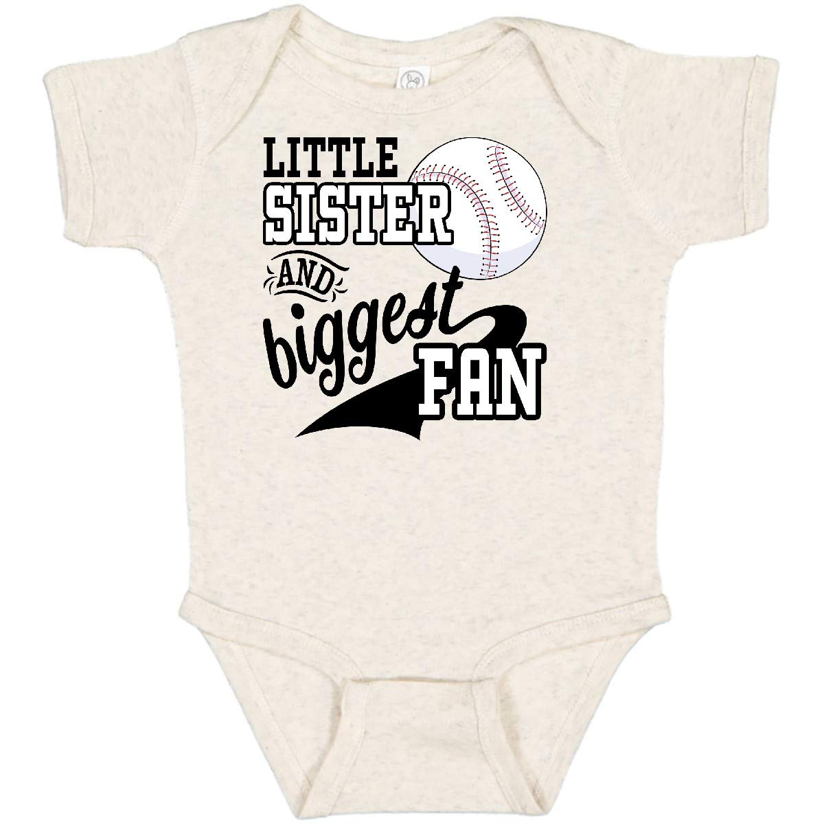 Inktastic Little Sister and Biggest Baseball Fan Baby Bodysuit - Soft Cotton Infant Onesie for Baseball Lovers & Siblings - Perfect for Game Day, Family Photos & Casual Outfits