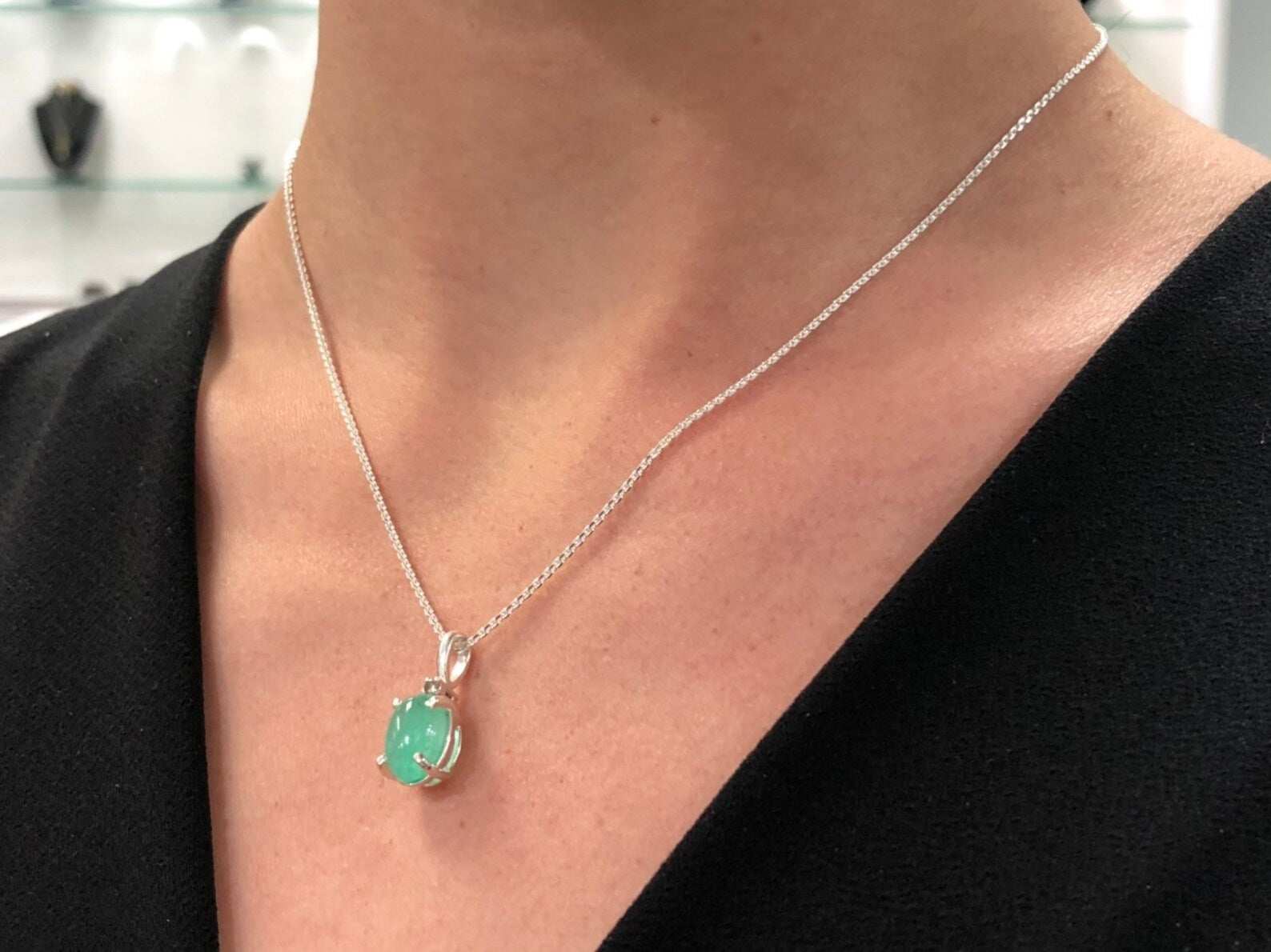 3.37 Carat Natural Green Emerald and Diamond Pendant Necklace in 925 Sterling Silver | Elegant Jewelry Gift for Women, Birthday, Anniversary & Special Occasions