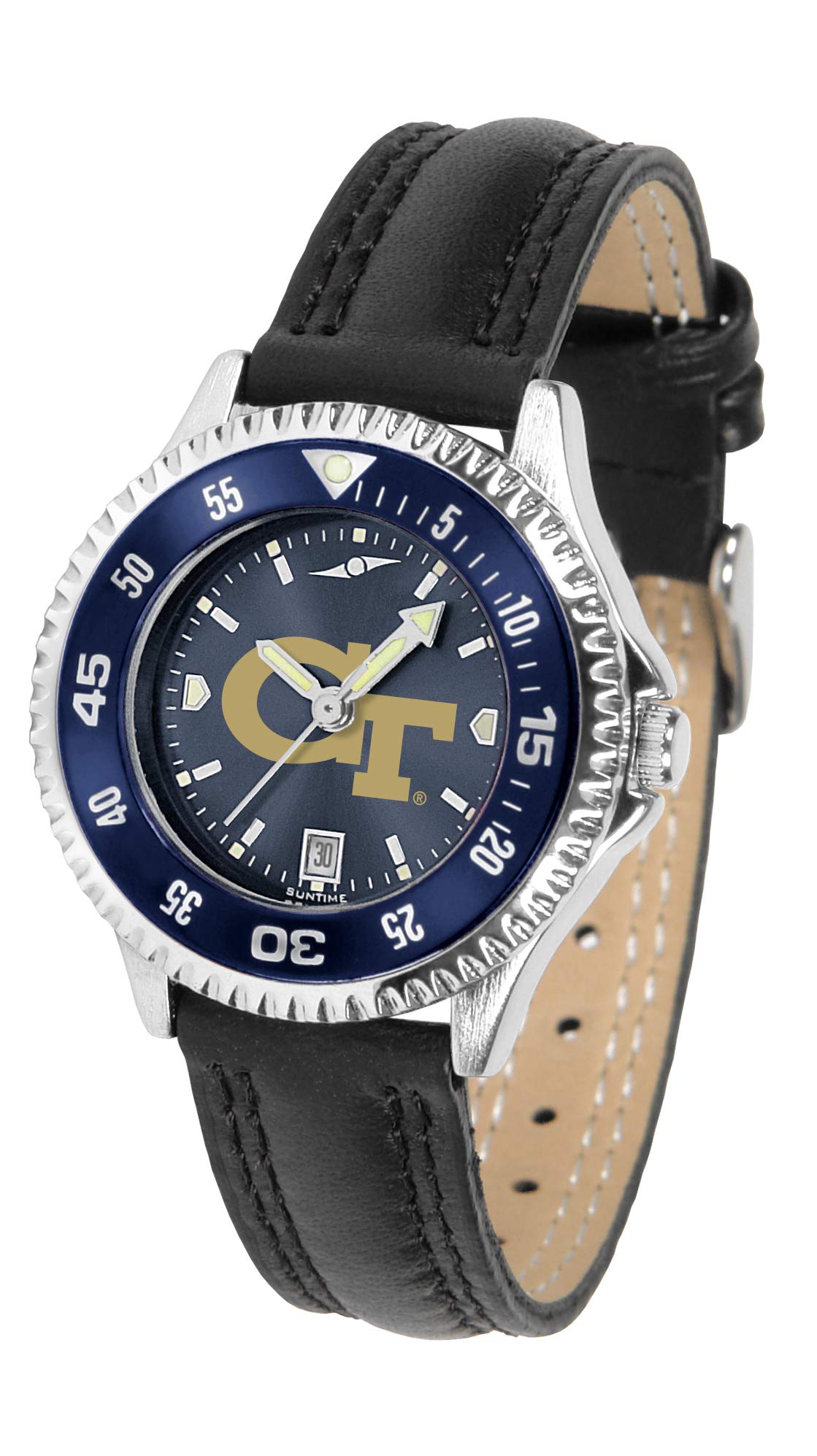 Georgia Tech Yellow Jackets Competitor AnoChrome Women's Watch with Color Bezel - Stylish Sports Watch for College Fans, Game Day & Everyday Wear