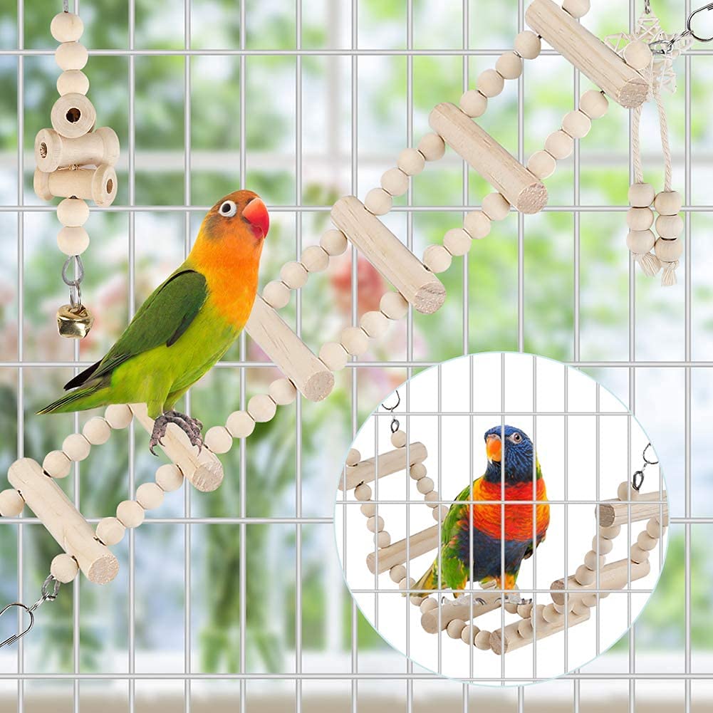 Colorful Bird Toys & Cage Accessories - Parrot Swing, Chewing Perch, Hammock & Climbing Ladder for Budgies, Conures, Cockatiels | Perfect for Playtime & Exercise in Bird Cages
