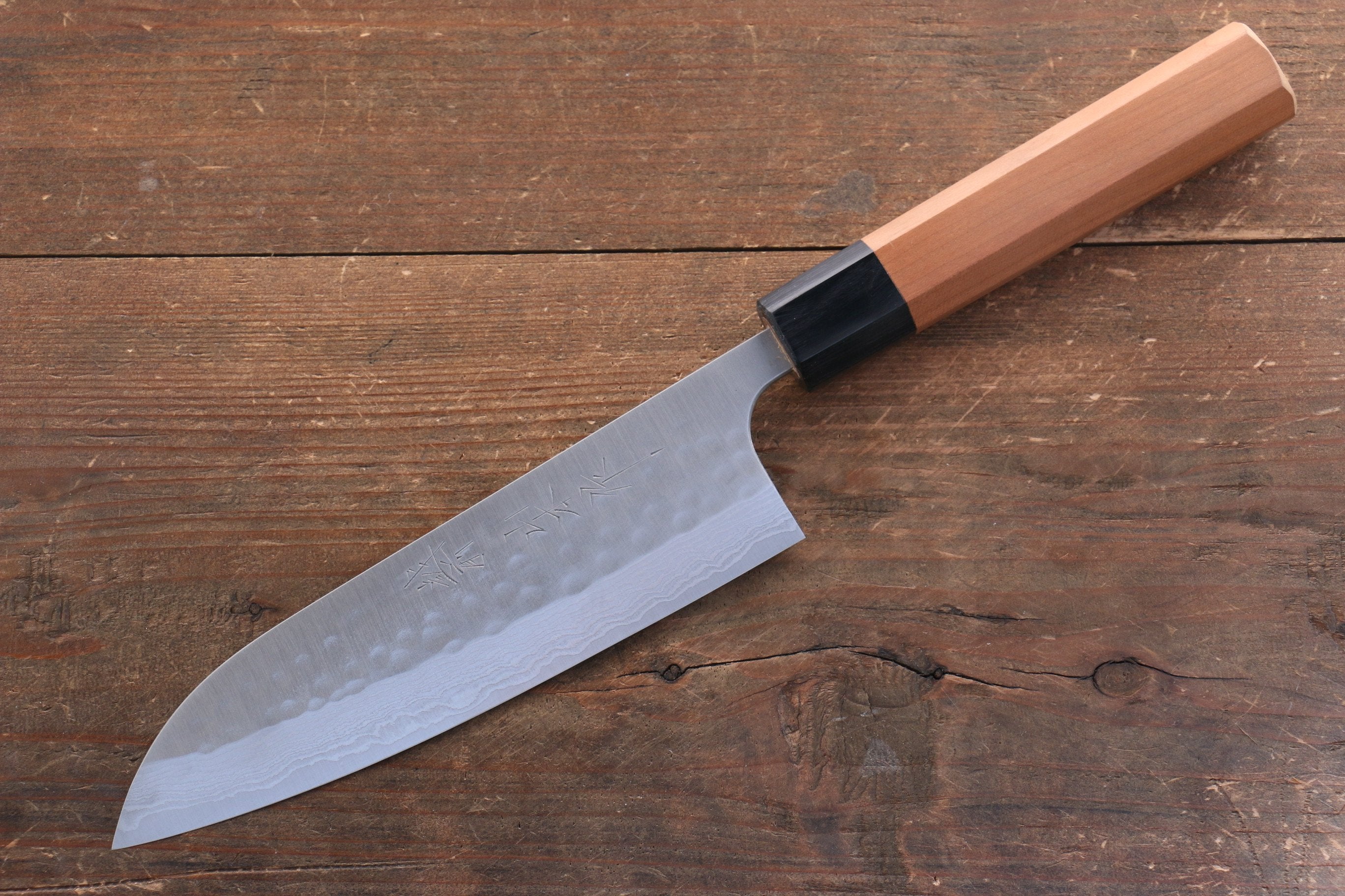 Nao Yamamoto SRS13 Black Damascus Santoku Knife 165mm with Cherry Blossom Handle - Premium Japanese Kitchen Knife for Slicing, Dicing & Chopping Vegetables, Fruits & Meat