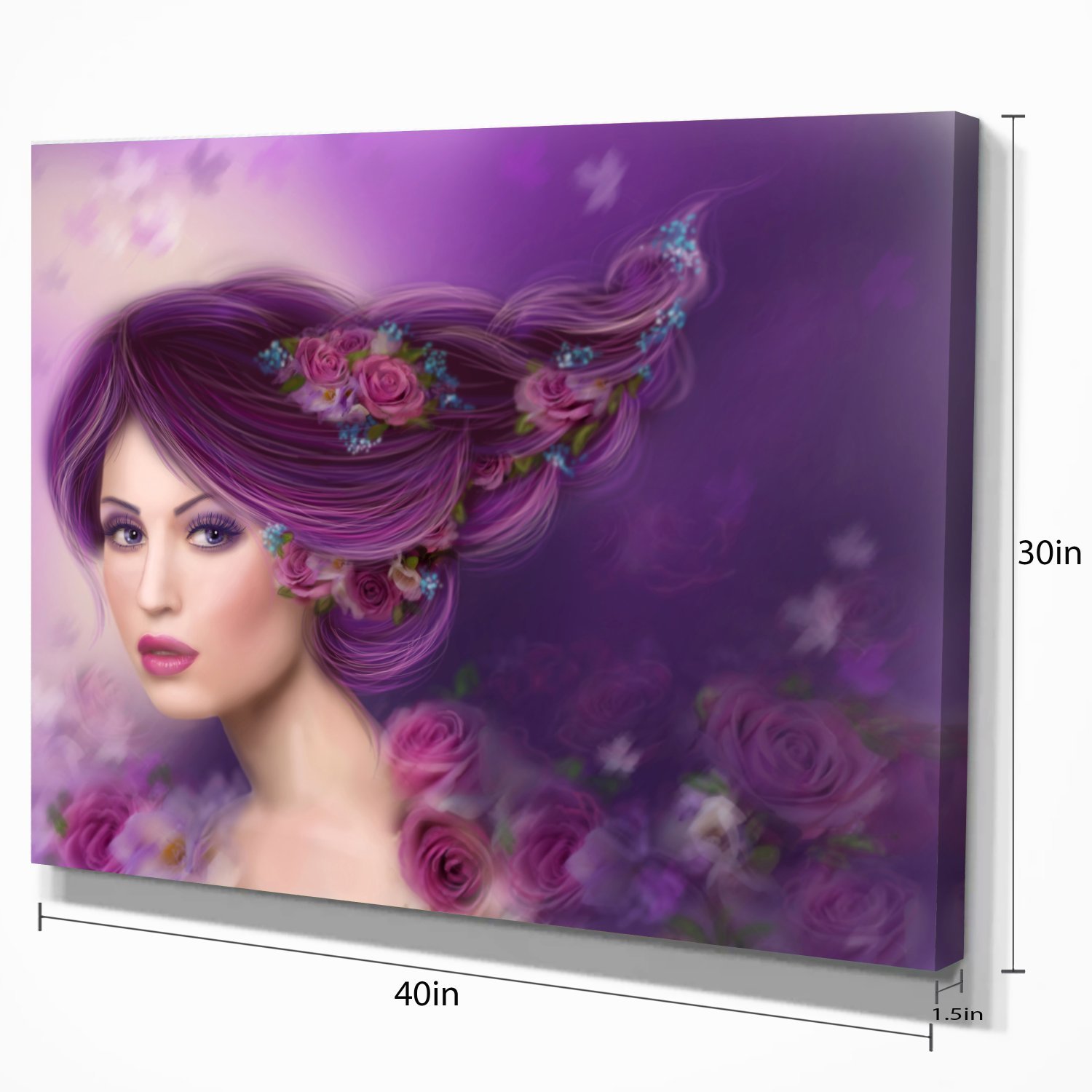 Abstract Purple Hair Woman Portrait Canvas Print - Modern Wall Art for Living Room, Bedroom & Office Decor