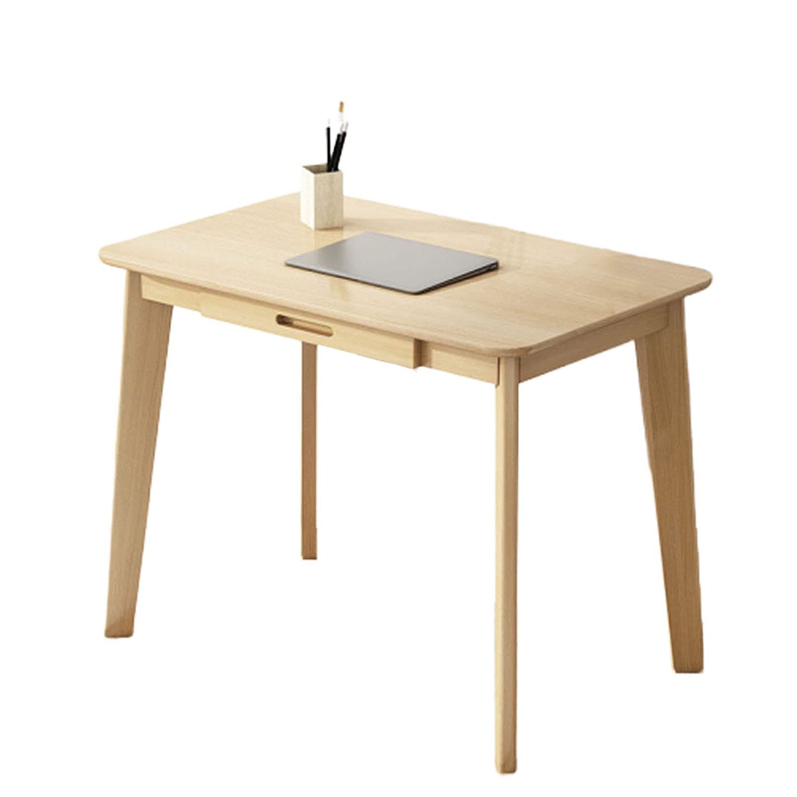Wooden Home Office Desk with Drawer Hutch - Ergonomic Computer Workstation for Study, Writing & Laptop Use - Perfect for Bedroom, Dorm Room & Small Spaces