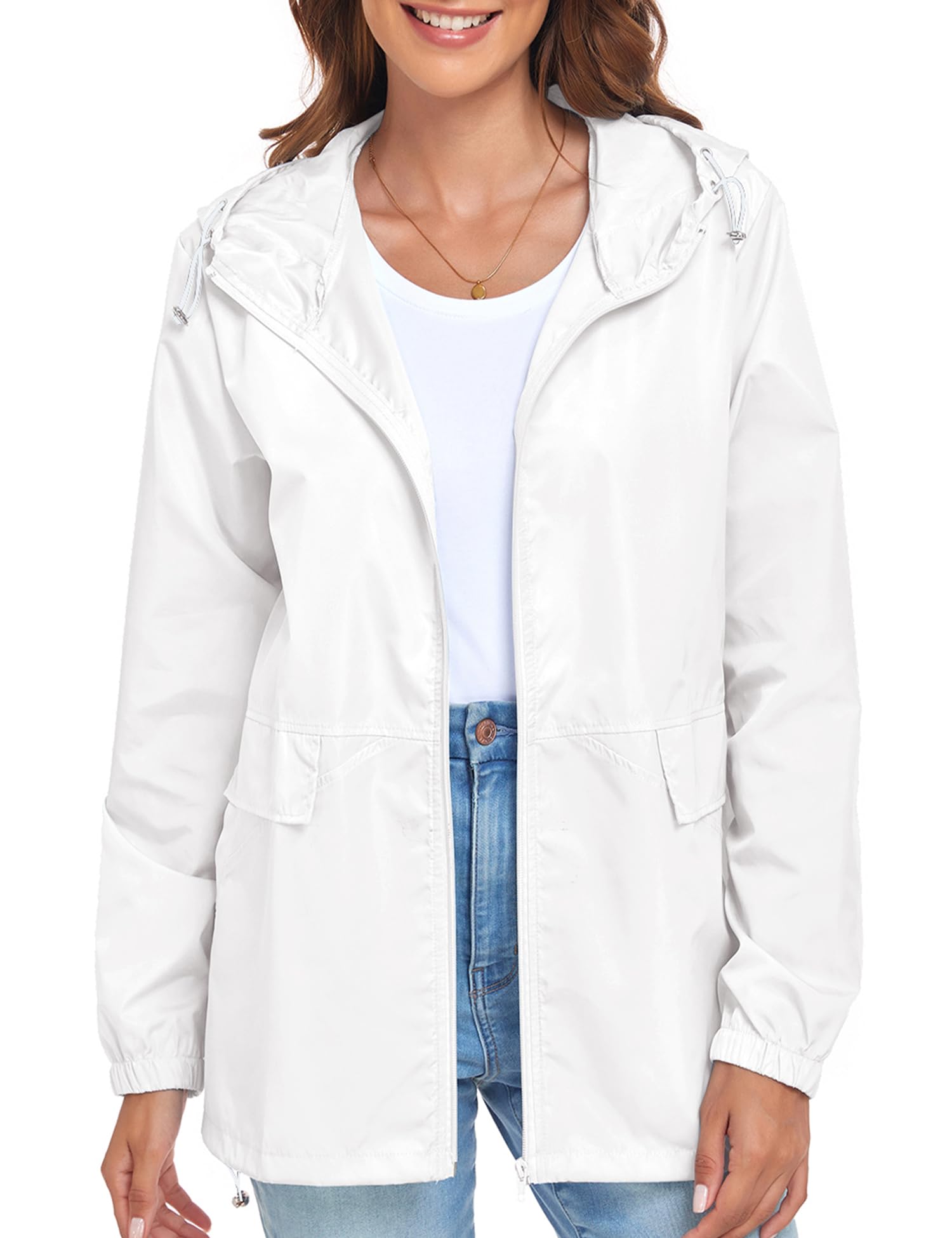 Women's Lightweight Waterproof Raincoat - Packable Windproof Hooded Jacket for Outdoor Activities (S-XXL) | Perfect for Hiking, Travel & Commuting