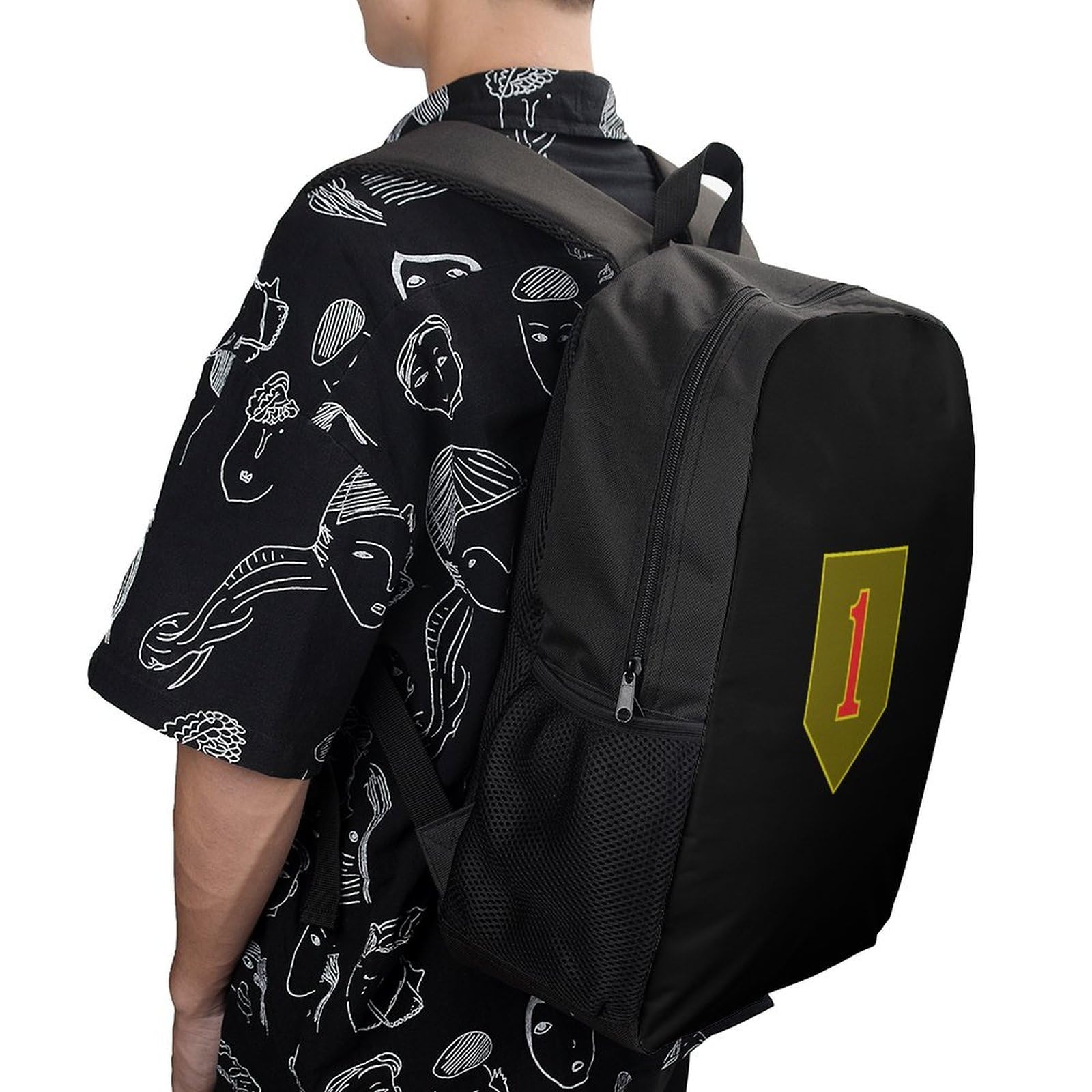 IOEDTHBJ 1st Infantry Division Tactical Backpack - 17 Inch Laptop Backpack for School & Work - Durable 3D Printed Military Style Computer Bag for Men & Women - Perfect for College, Office & Outdoor Adventures