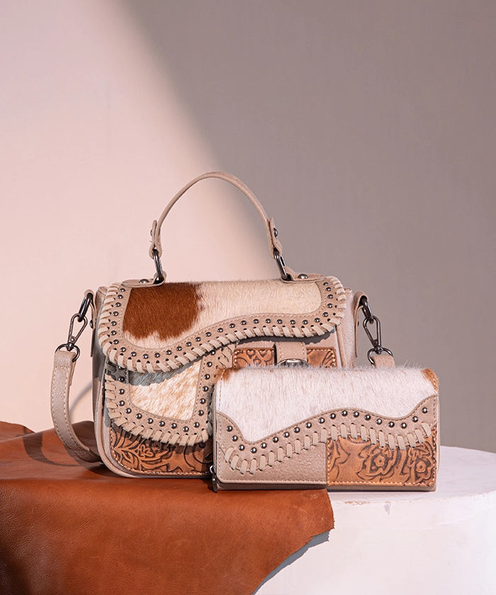 Trinity Ranch Genuine Hair-On Cowhide Crossbody Saddle Purse - Western Style Leather Handbag for Women, Perfect for Rodeo, Country Concerts & Cowgirl Fashion