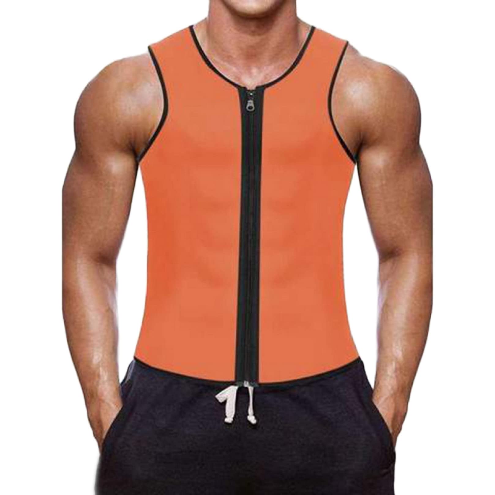 EBRICON Men's Body Shaper Vest - Waist Trainer & Sauna Belt for Weight Loss, Workout & Sweat - Adjustable Zipper Shapewear for Tummy Control - Perfect for Gym, Running & Daily Wear