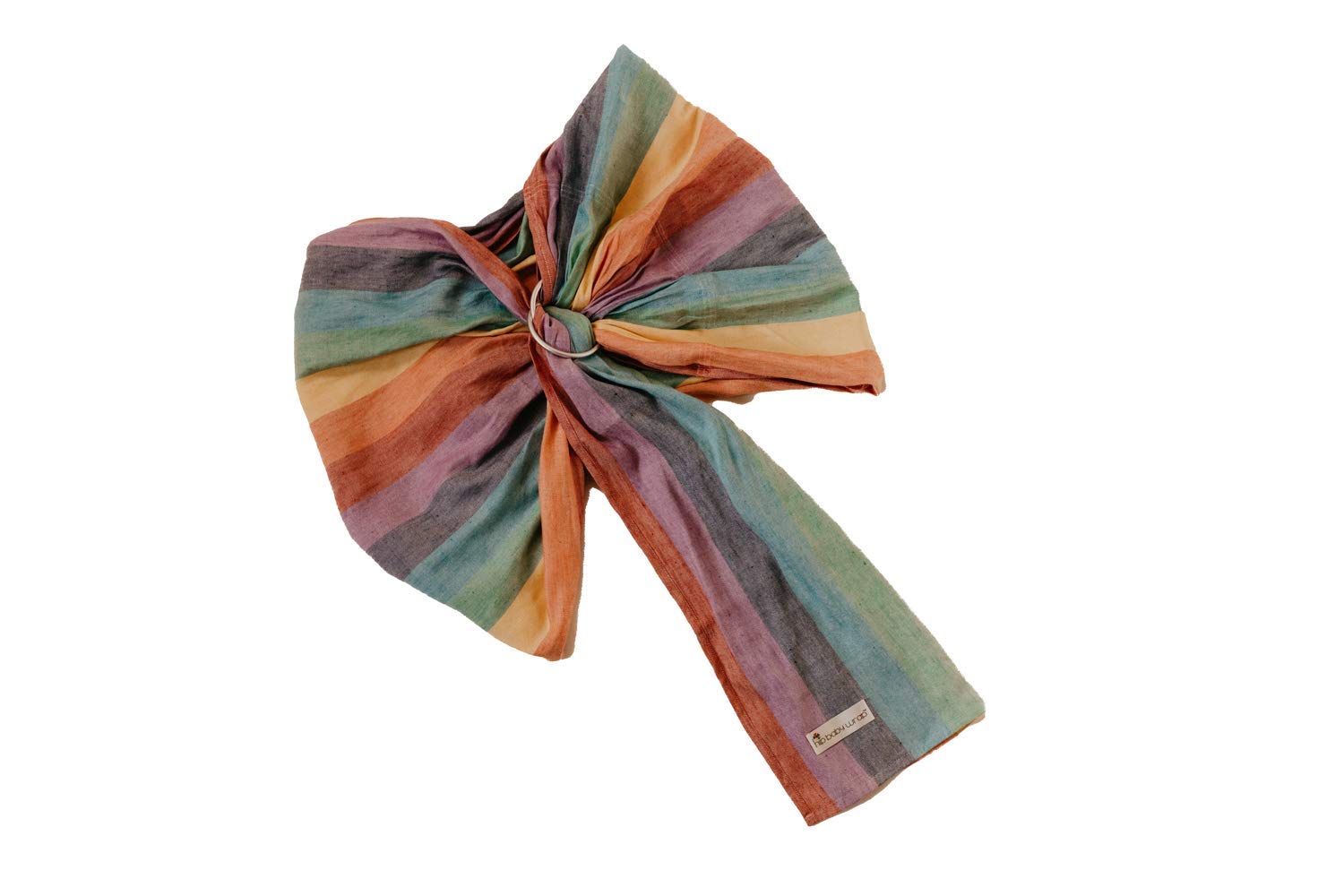 Soft Bamboo Linen Baby Wrap Carrier - Adjustable Ring Sling for Newborns to Toddlers, Machine Washable & Natural Plant Dyes | Perfect Baby Shower Gift, Ergonomic Support for Hands-Free Parenting (Rainbow Design)