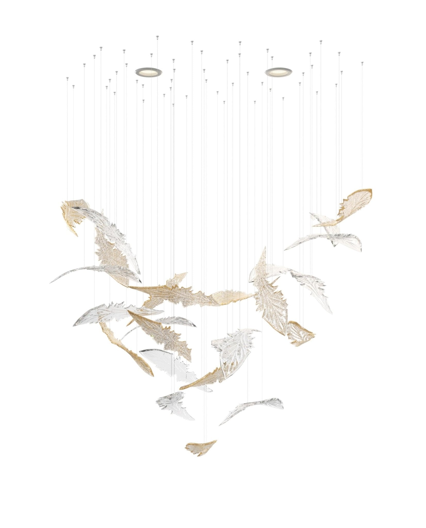 Nectar Leaves Chandelier - Elegant Botanical Crystal Ceiling Light Fixture for Dining Room, Bedroom, or Living Room Decor