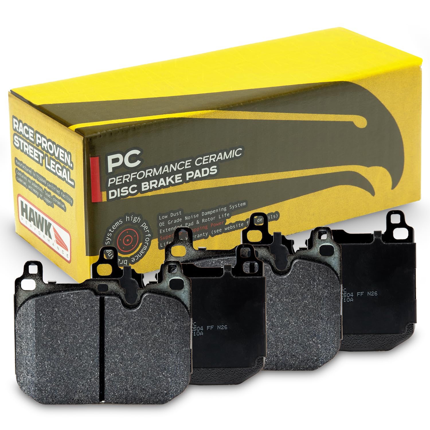 Hawk Performance HB765Z.664 Street Brake Pads - High-Performance Braking for Daily Driving & Commuting | Perfect for Sedans, Coupes & Light Trucks