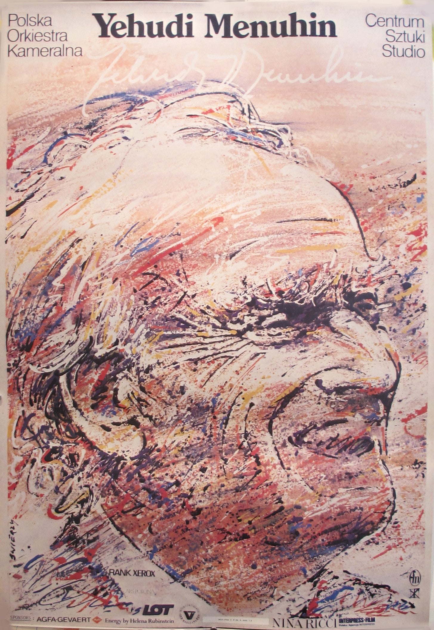 1984 Original Vintage Polish Concert Poster - Yehudi Menuhin Conducting | Classic Music Memorabilia for Home Decor & Collector's Display