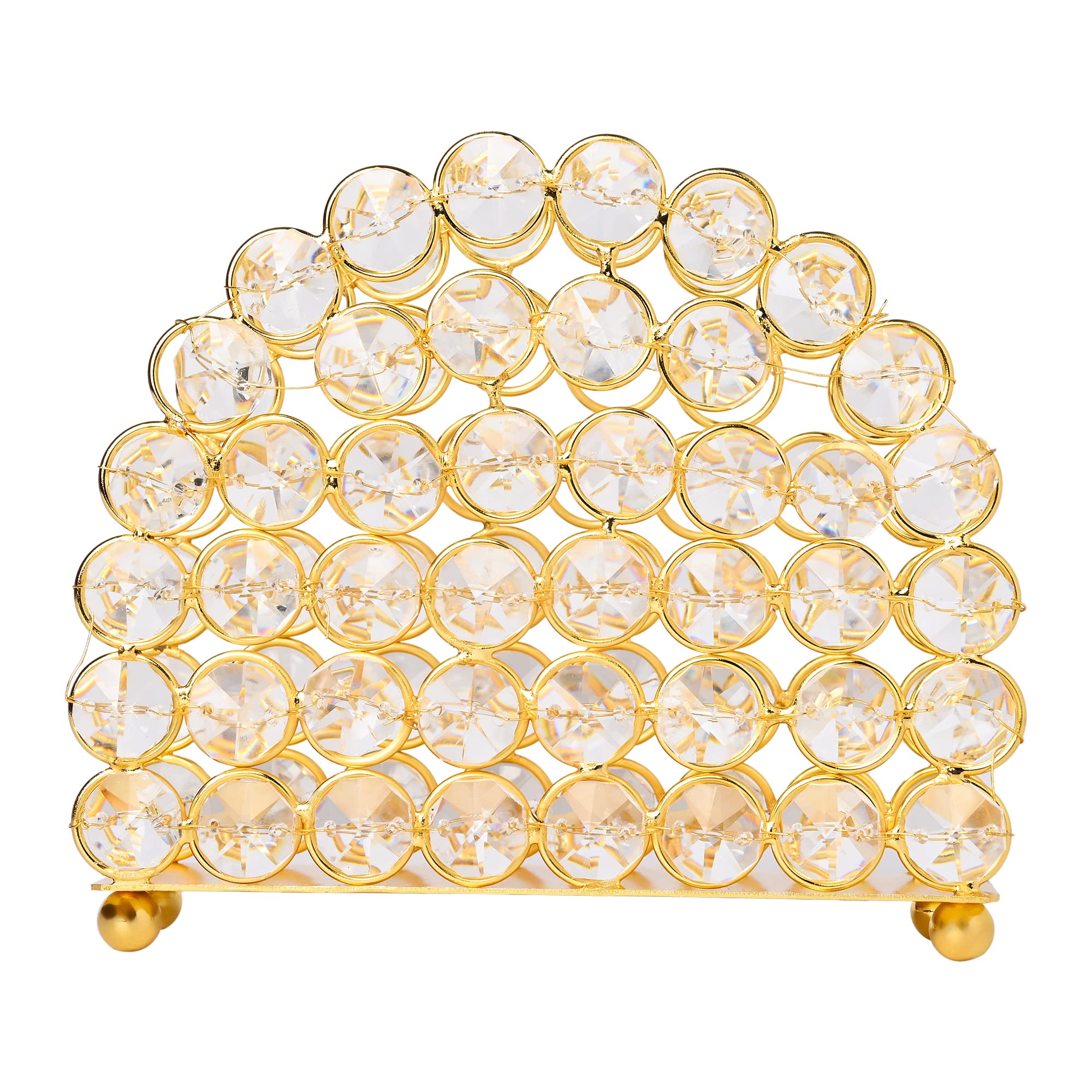 CentraLit Crystal Napkin Holder & Mail Organizer - Elegant Gold Standing Tissue Box for Dinner Table, Dresser, Office Decor - Perfect for Home, Restaurant & Wedding Decorations