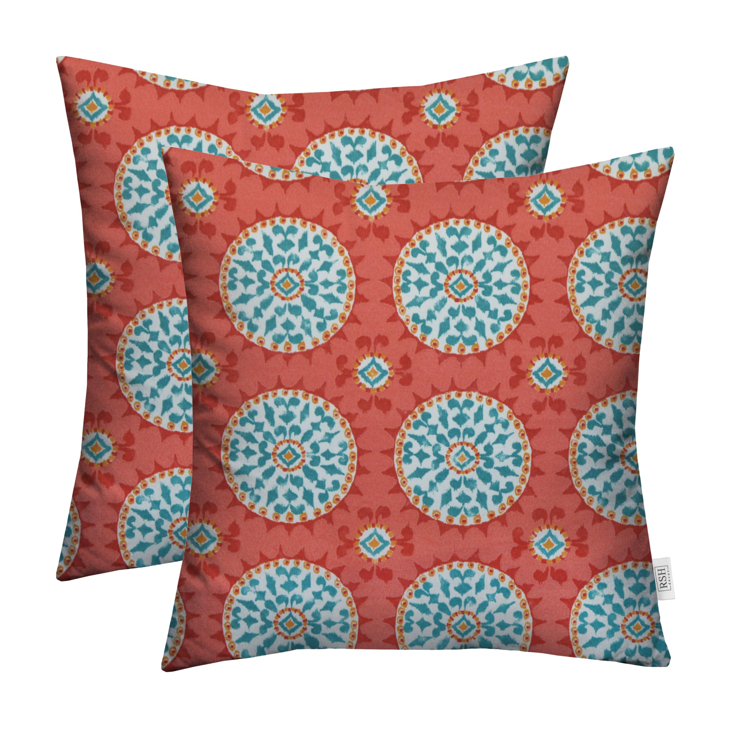 Square Throw Pillows Set of 2 - 17x17 Inch Waterproof Outdoor Cushions for Patio Furniture | Garden & Poolside Decor