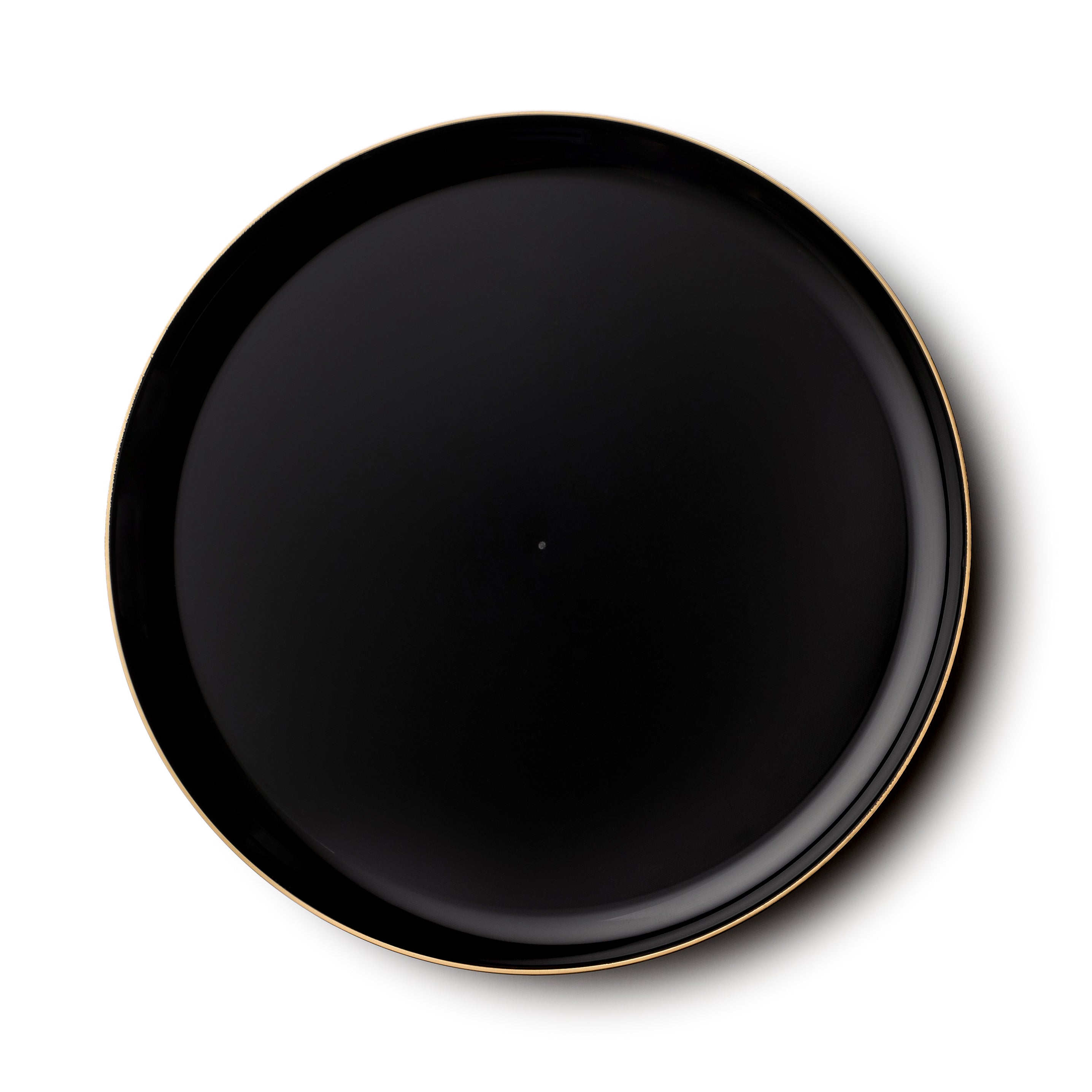 Premium Black & Gold Rim Round Plastic Dinner Plates - 10 Pack Set for Elegant Dining, Parties & Special Occasions