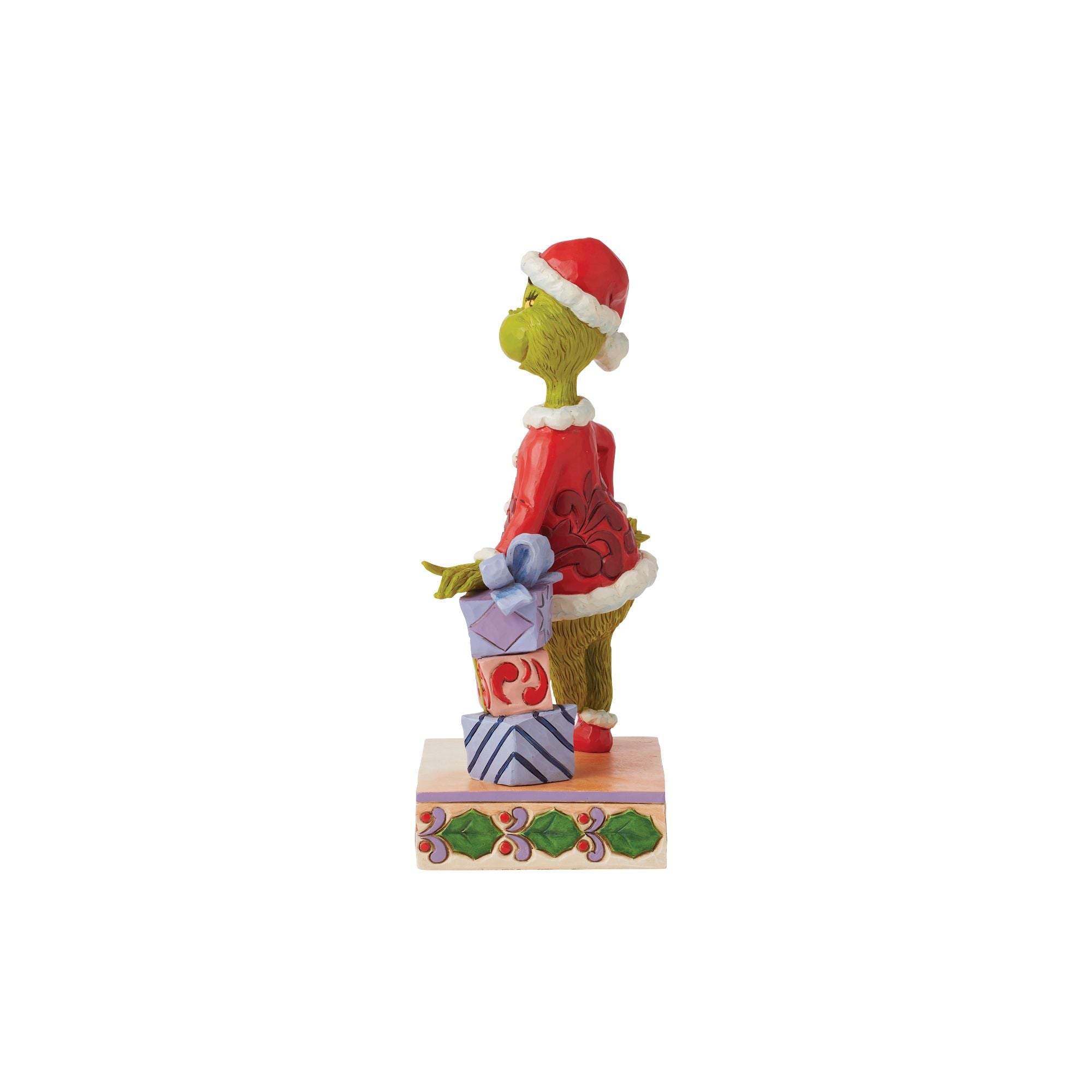 Grinch Leaning on Gifts Christmas Decor - Festive Holiday Home Decorations for Xmas Tree, Mantel & Party