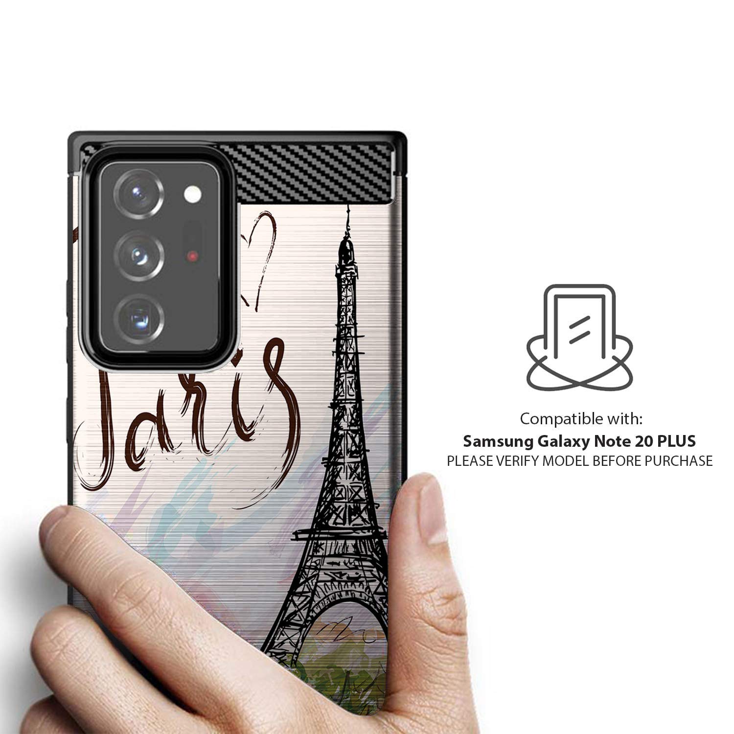 Samsung Galaxy Note 20 Ultra/Note 20 Ultra 5G Case - Slim Black Flexible TPU Shockproof Protective Cover with Paris Tower Design | Perfect for Everyday Use, Travel & Outdoor Activities