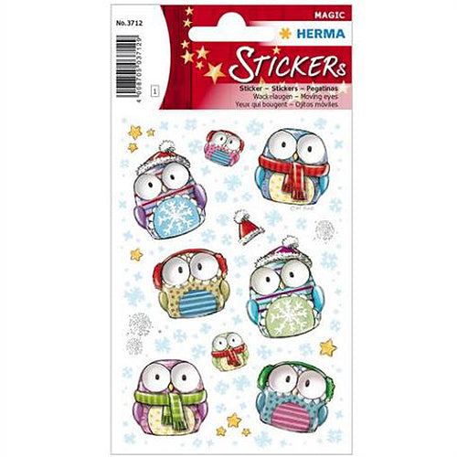 Winter Owl Stickers with Moving Eyes (3712) - Fun Decals for Laptops, Water Bottles, and DIY Crafts