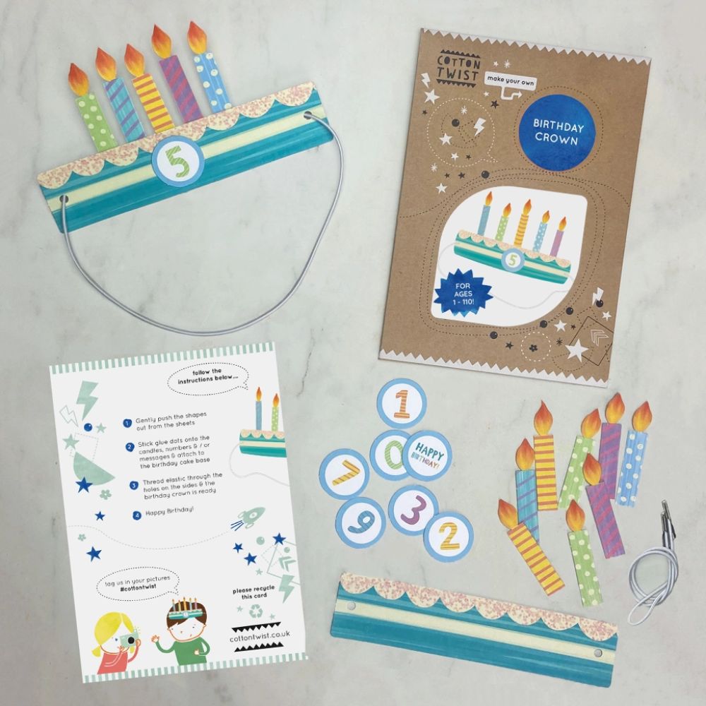 DIY Cotton Twist Birthday Crown Kit - Handmade Party Decor for Kids, Girls, Boys - Perfect for Birthday Parties, Princess Themes & Craft Activities