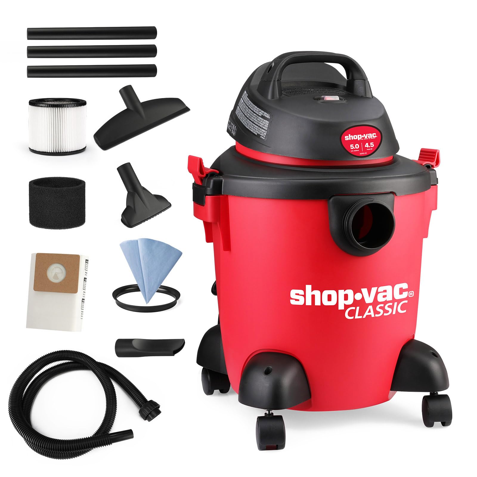 **Shop-Vac 5 Gallon 4.5 Peak HP Wet/Dry Vacuum Cleaner – Heavy-Duty Portable Shop Vac with 3-in-1 Function & Attachments for Home, Garage, Car, Workshop Cleaning (Model 5971536)**    *Perfect for DIY Projects, Workshop Cleanup, Car Detailing, and Household Maintenance*