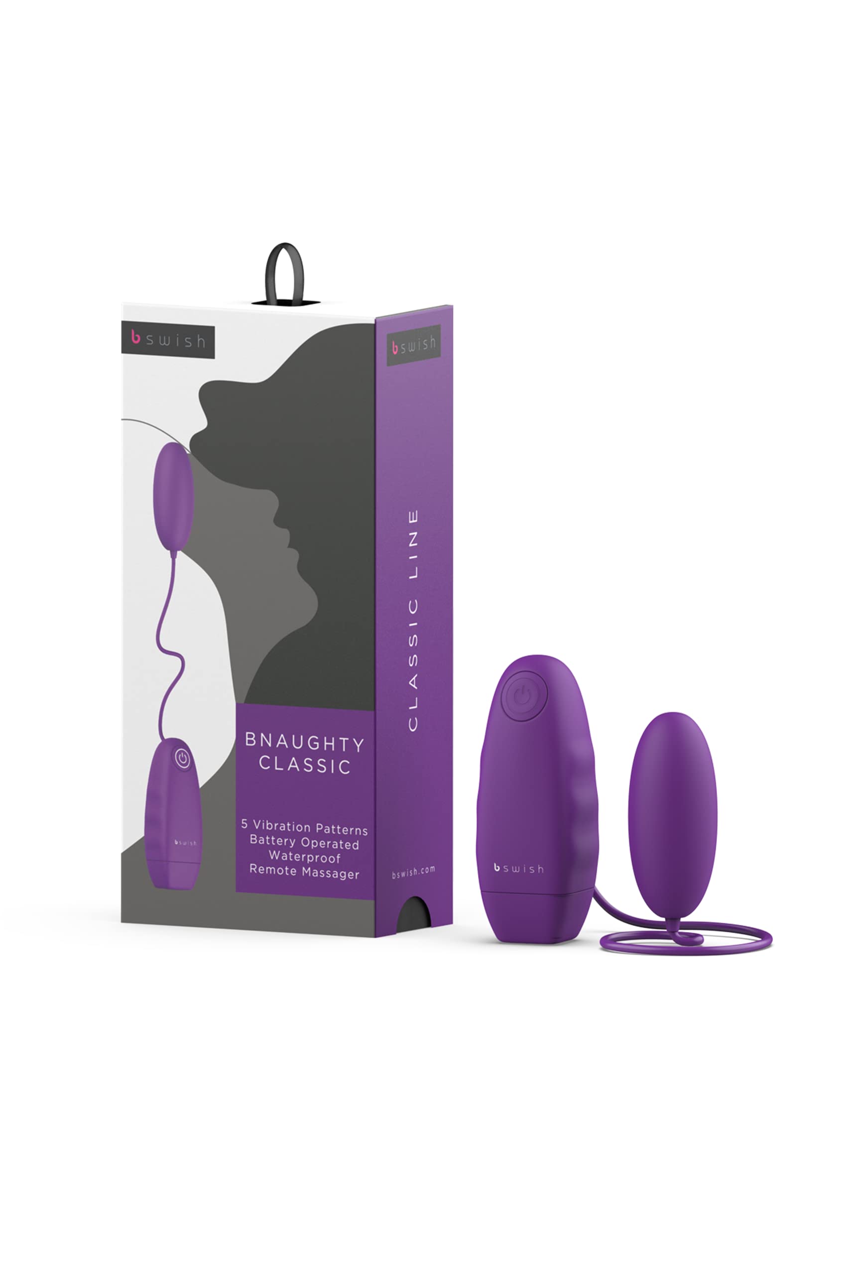 B Swish Bnaughty Classic Bullet Vibrator - Rechargeable Remote Control Vibrator for Women with 5 Powerful Vibration Modes - G-Spot, Clitoral & Nipple Stimulation - Perfect for Couples Play & Solo Pleasure (Purple)