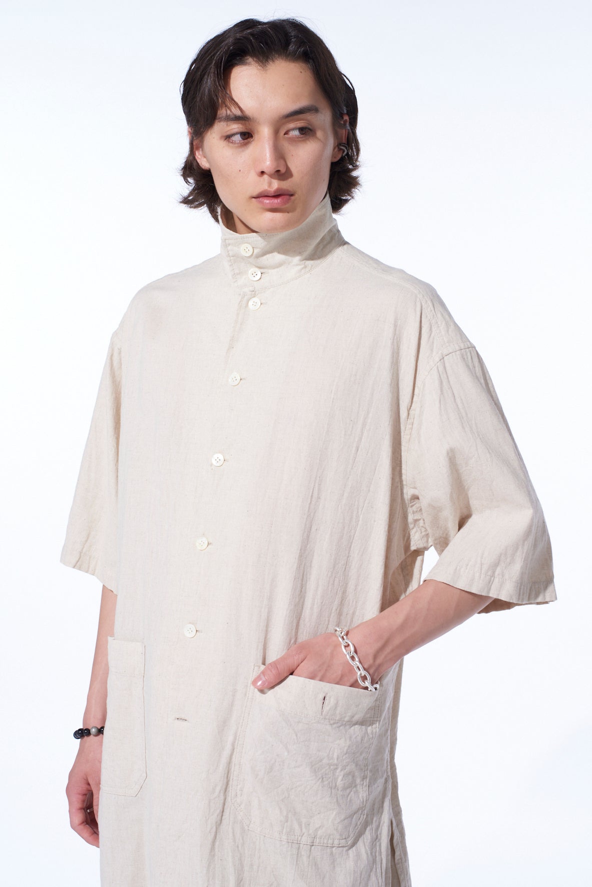 Premium Cotton Linen Poplin Oversized Stand Collar Shirt for Men & Women - Comfortable Casual Wear for Office, Travel, and Everyday Outfits