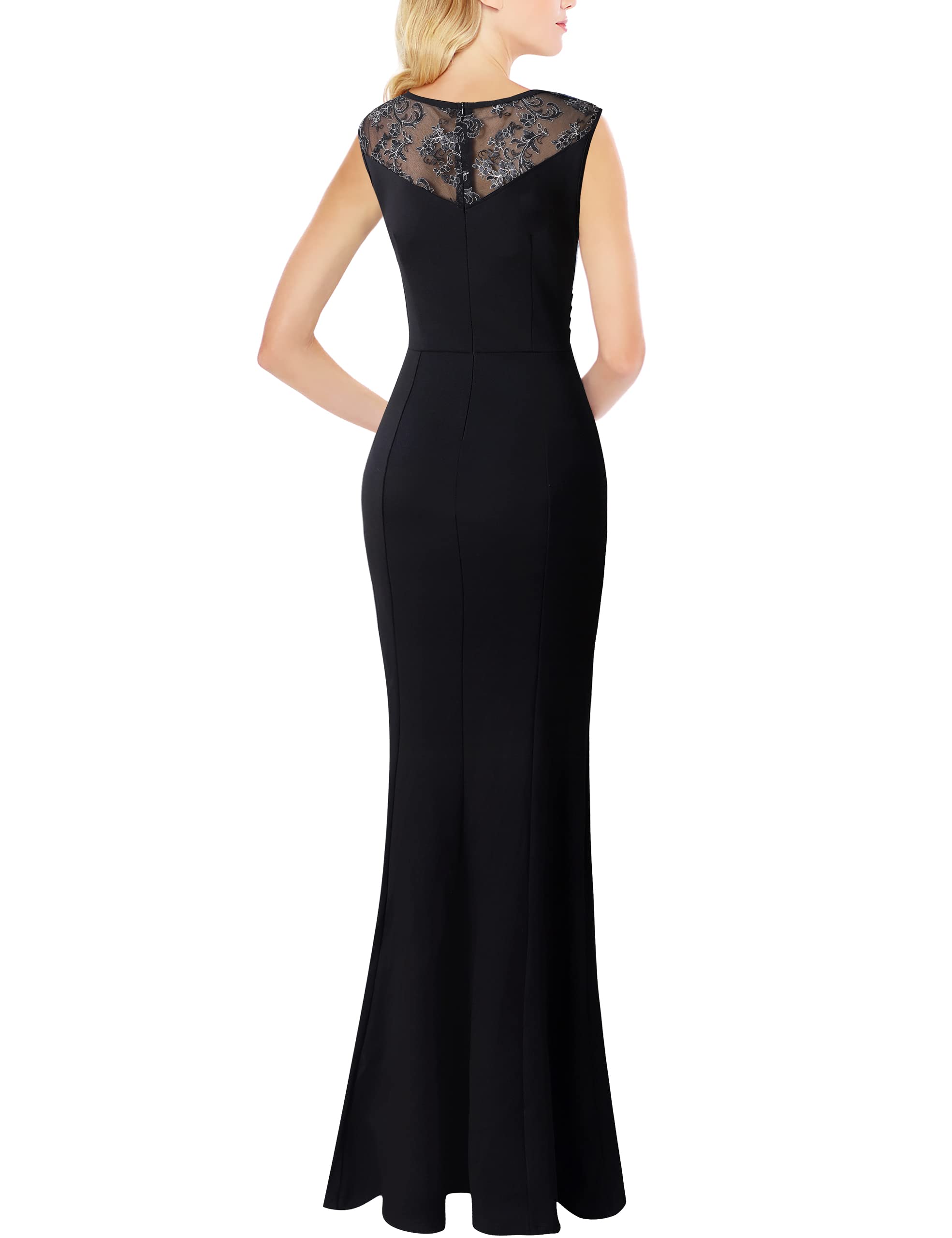 VFSHOW Women's Formal Ruched Ruffles Evening Prom Wedding Party Maxi Dress - Elegant Long Gown for Special Occasions, Dinners & Celebrations