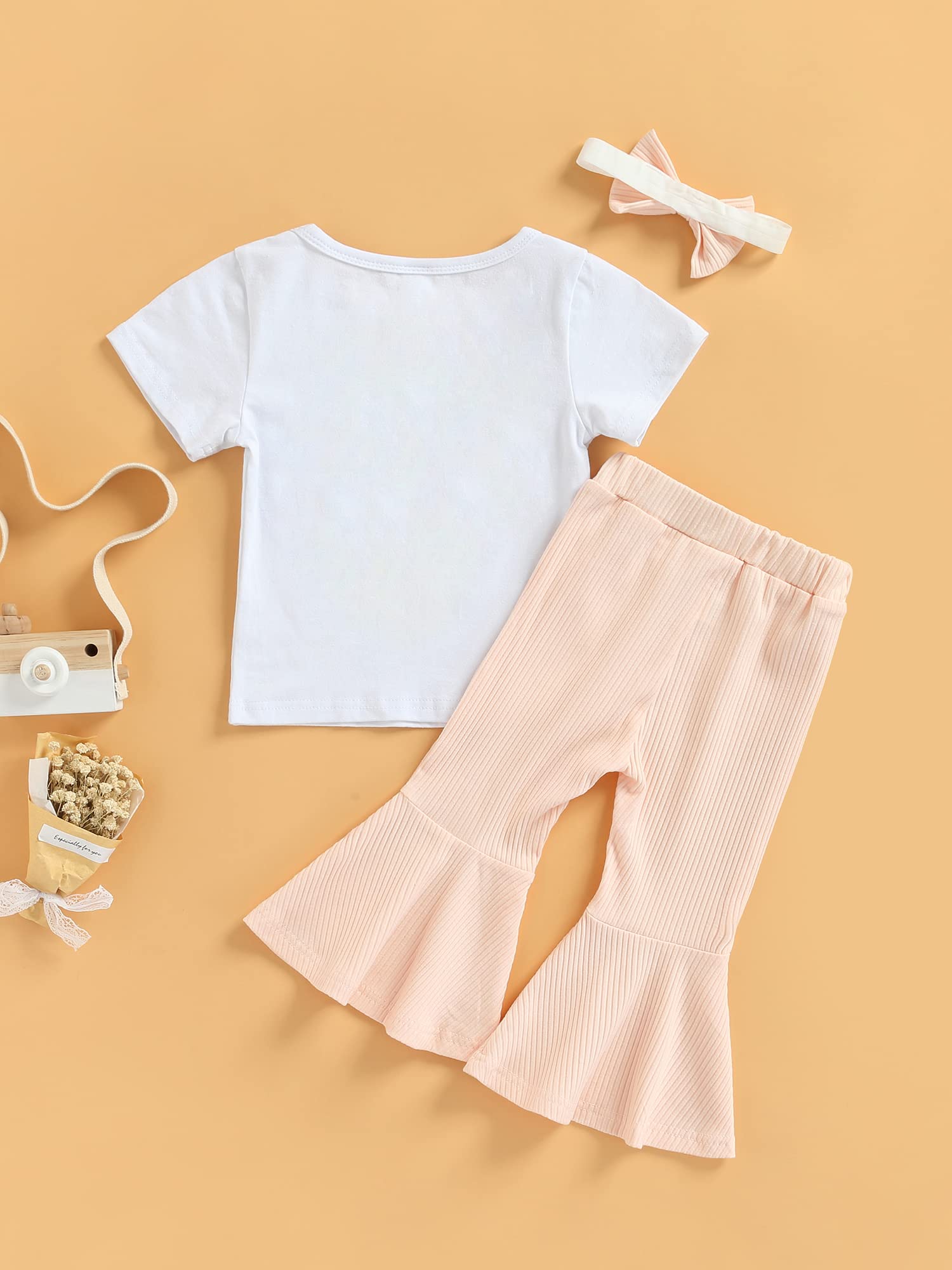 Eadrioss Toddler Baby Girl Outfit - Floral Bell Bottom Pants & Short Sleeve Top Set | Summer Clothes for Girls | Perfect for Playdates, Parties & Photo Shoots