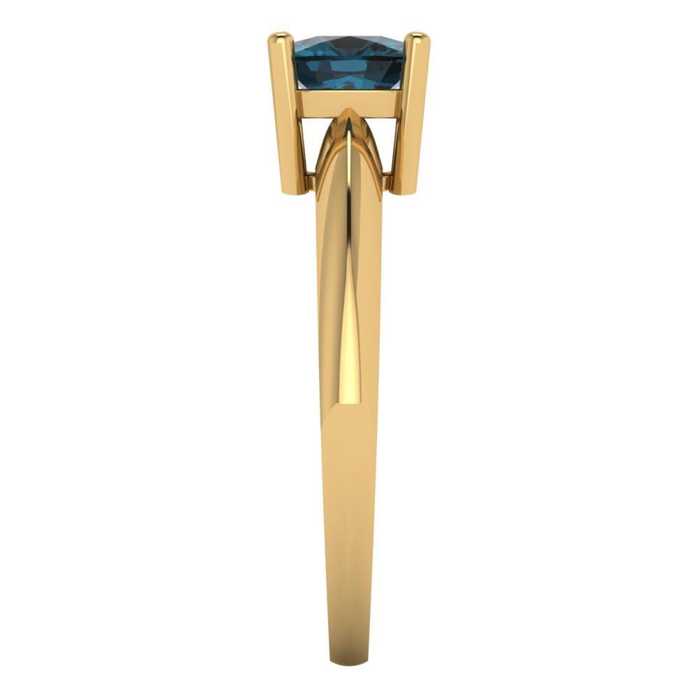 1.0 ct Natural London Blue Gemstone Solitaire Engagement Ring - Cushion Cut, 14K Yellow Gold, Designer Bridal & Anniversary Jewelry | Perfect for Proposals, Weddings & Special Occasions