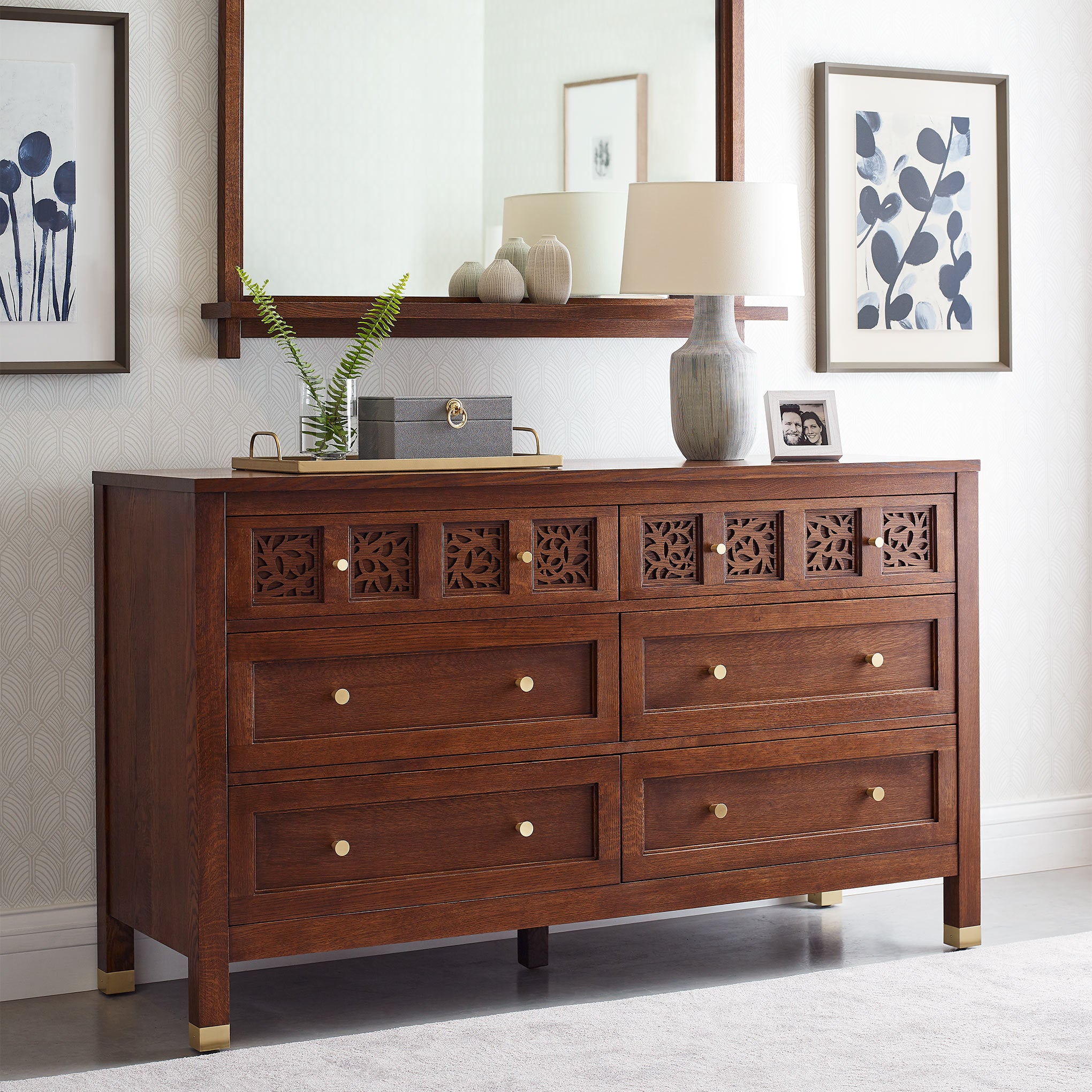 Surrey Hills Six Drawer Dresser - Solid Wood Bedroom Chest of Drawers for Clothes Storage | Perfect for Master Bedroom, Guest Room & Nursery Organization