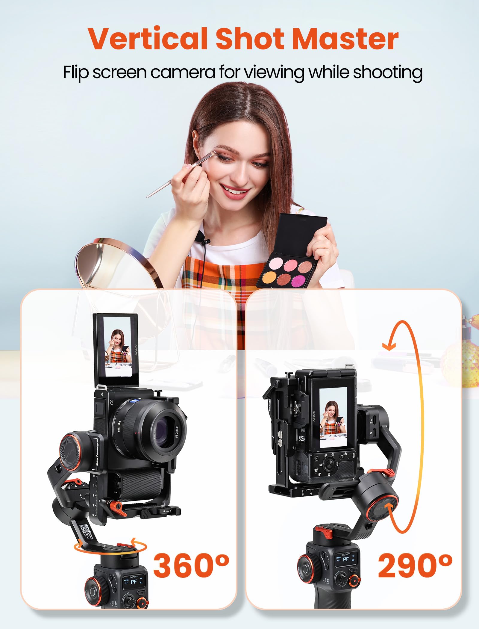 Hohem iSteady MT2 3-Axis Gimbal Stabilizer for Mirrorless, Pocket & Action Cameras - Compatible with Canon, Sony, Nikon & iPhone - OLED Display Camera Stabilizer for Vlogging, Travel & Professional Videography